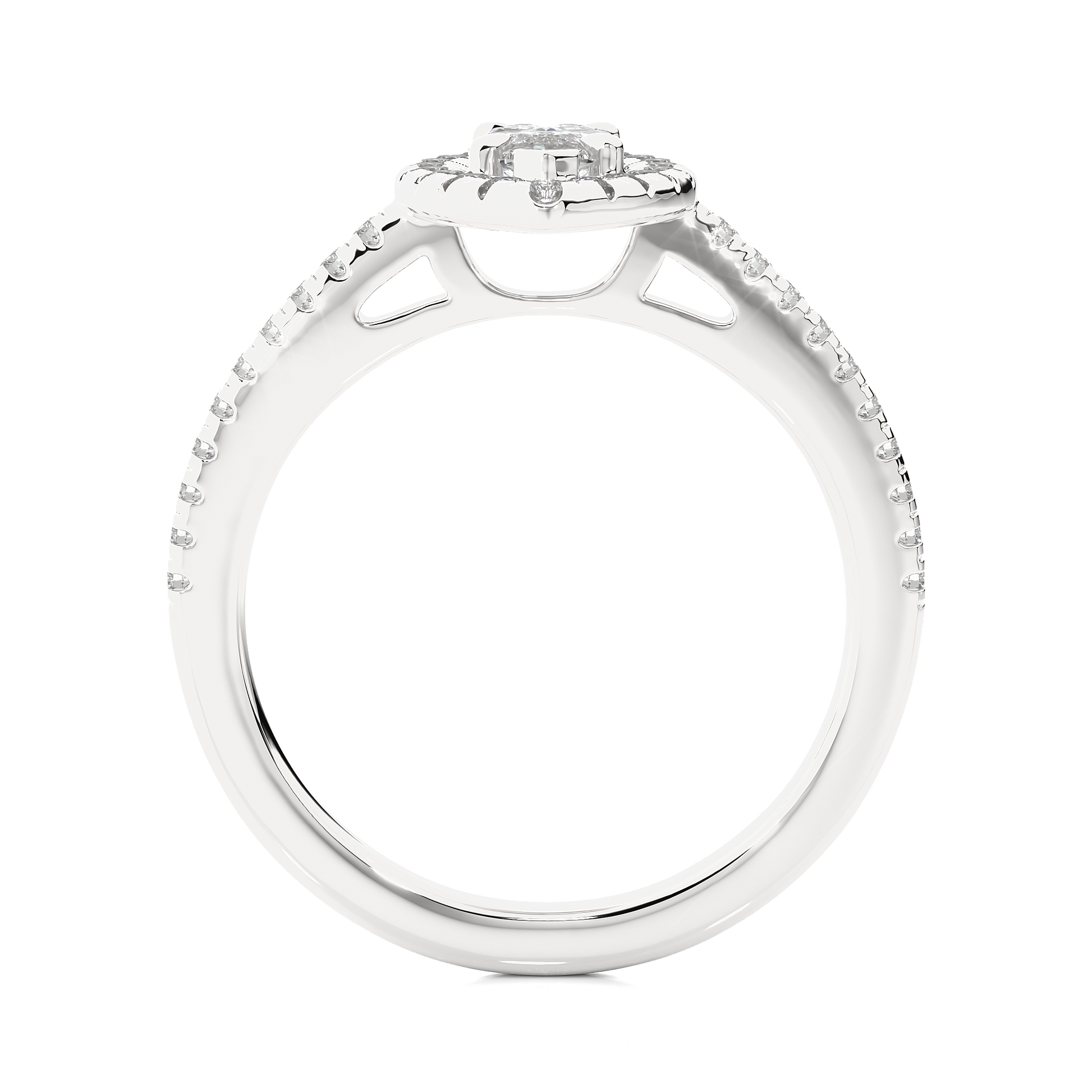 0.29+0.60 Ct Round + Marquise Diamond Ring