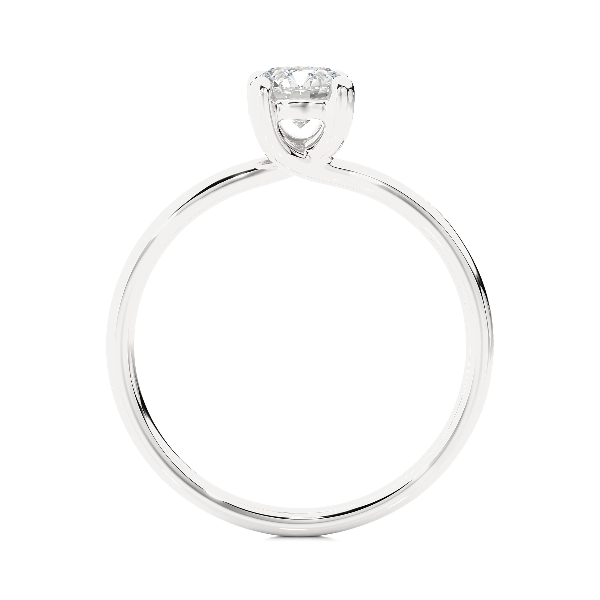 Classic Round Diamond Ring – Plain Band with Solitaire Diamond in the Center