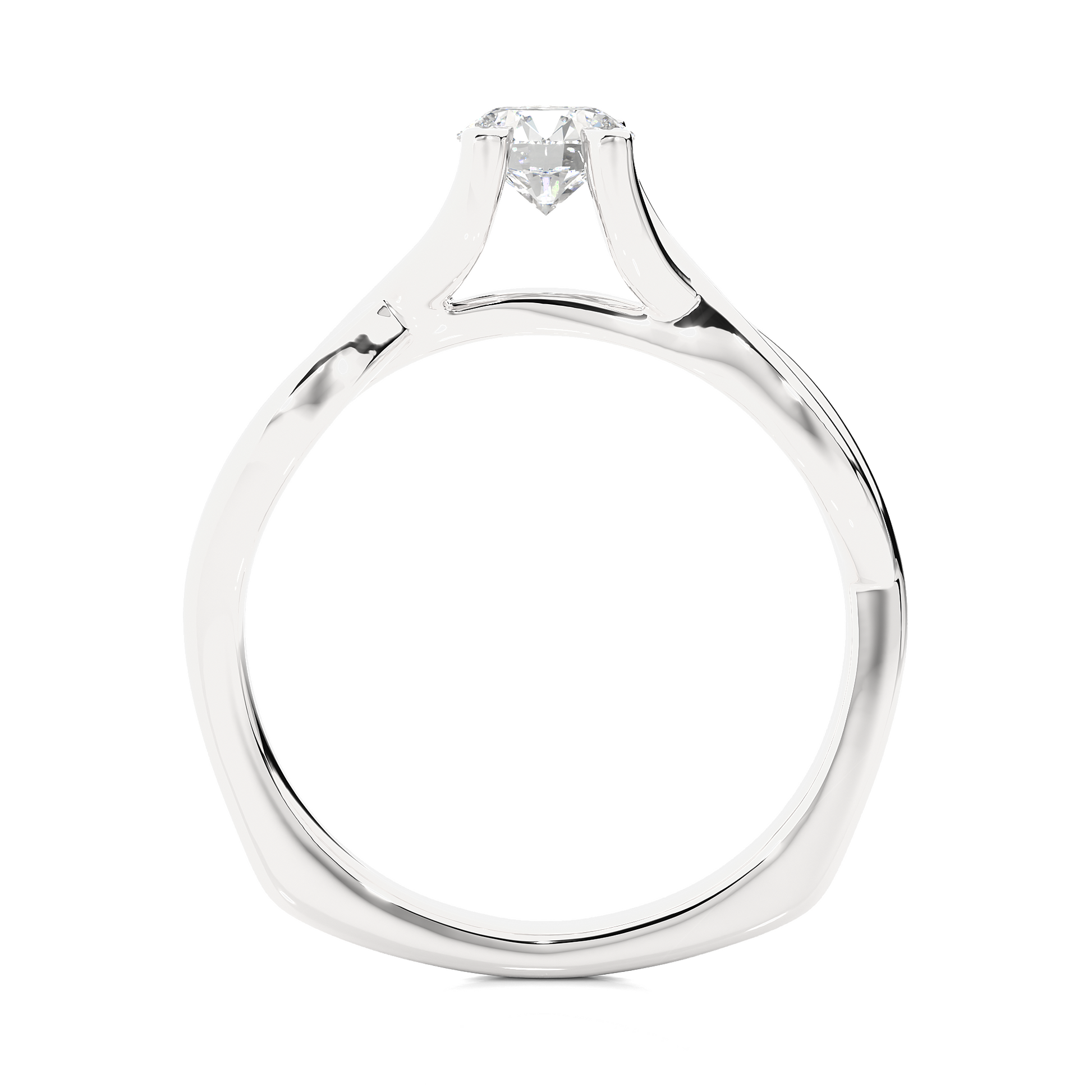 Round Diamond Ring – Solitaire Diamond with Elegant Gold Design Around the Band