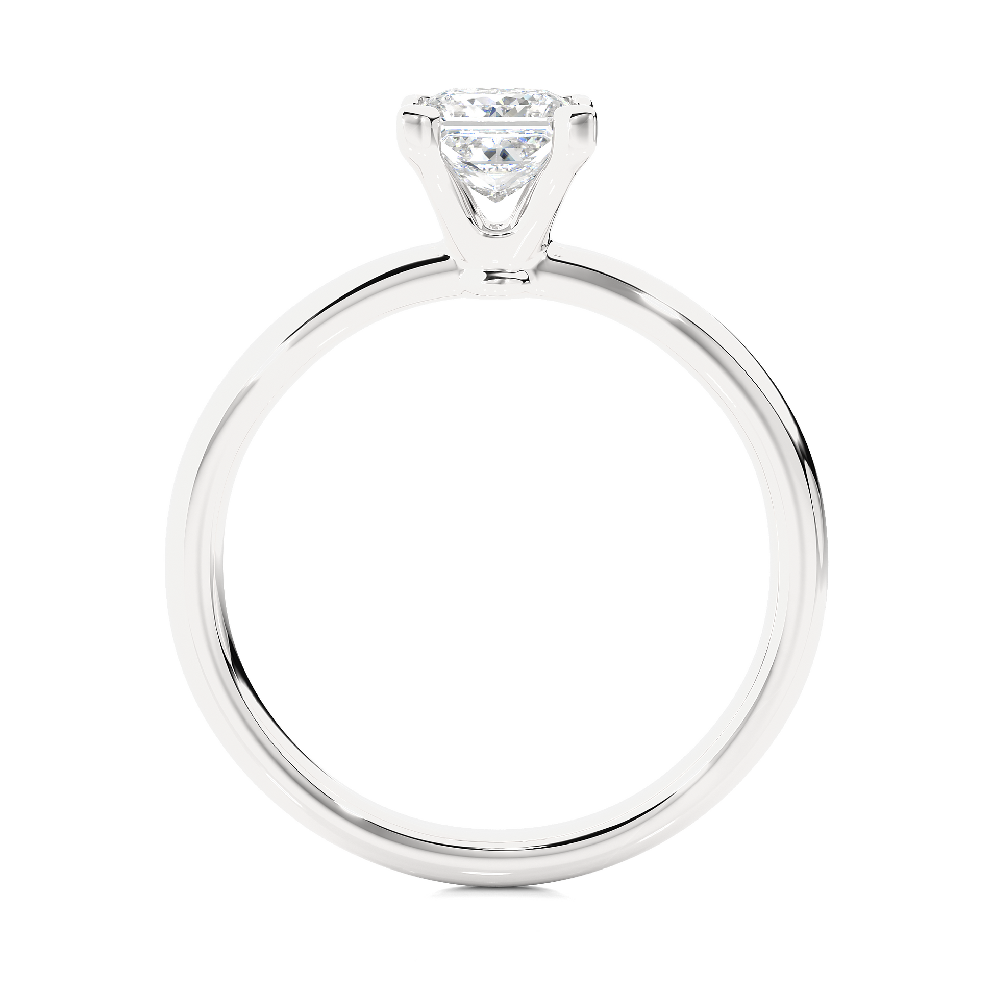 Princess Diamond Ring – Square Diamond Solitaire with Plain Gold Band