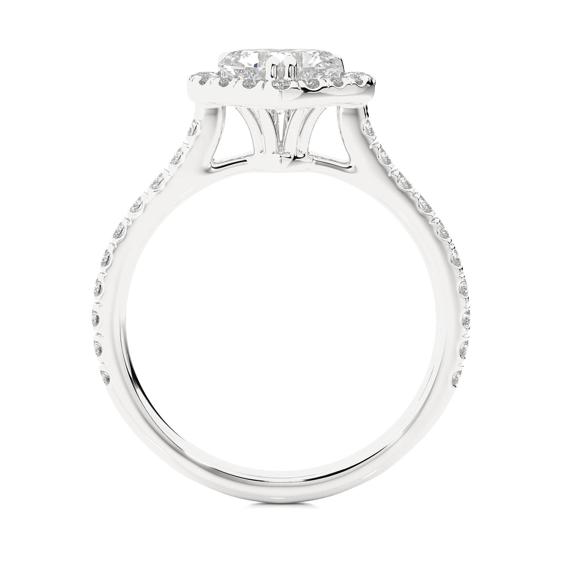 Dazzling Heart Solitaire with Halo Ring - Few left