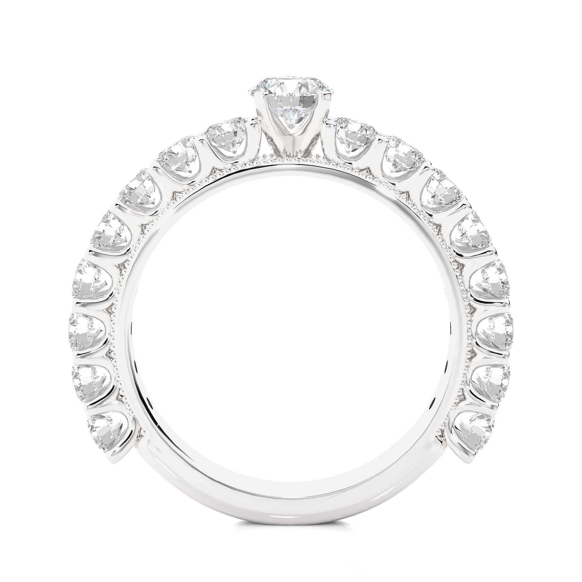 Round Diamond Ring – Solitaire Diamond with Smaller Diamonds