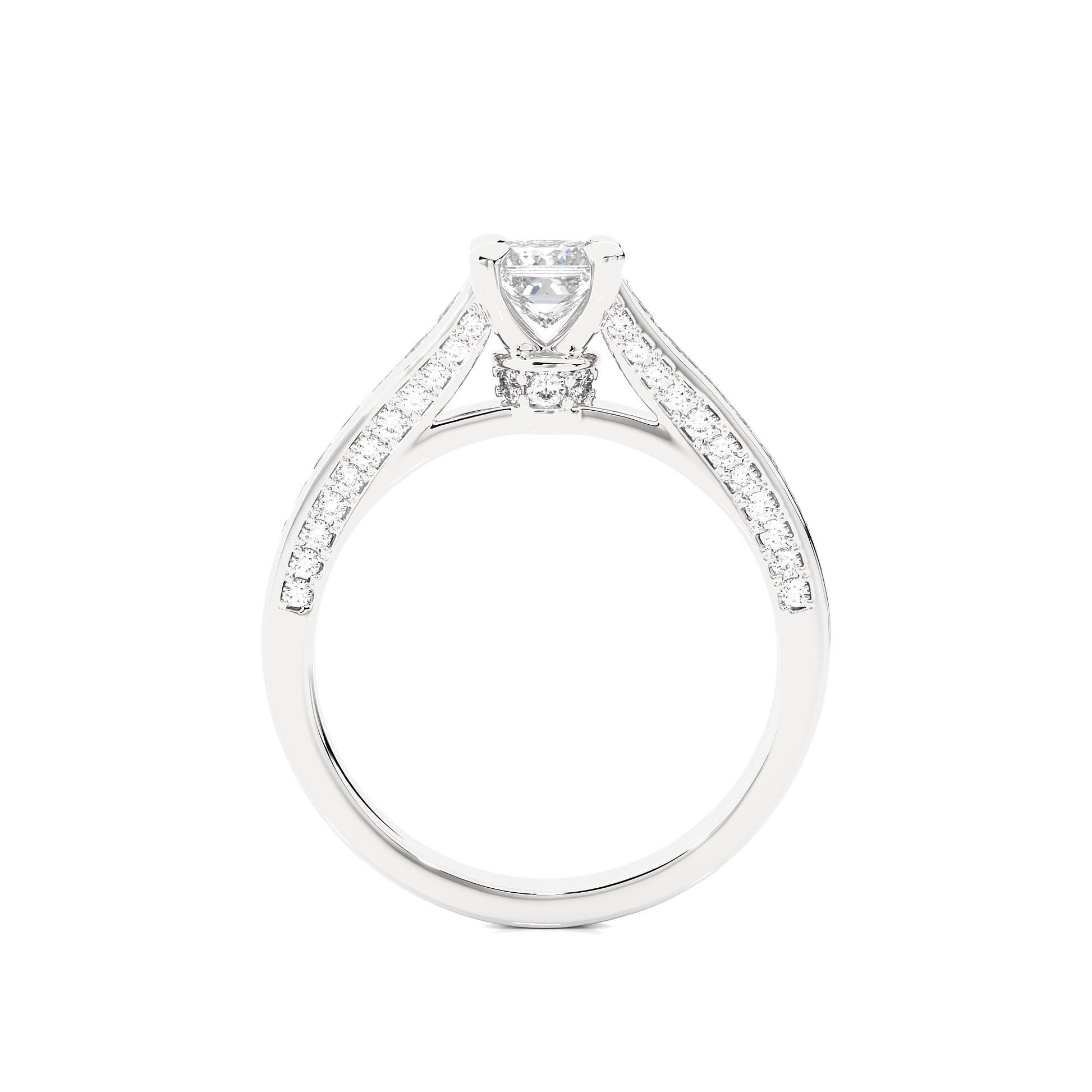 0.50+0.51+0.27 Ct Princess + Princess +Round Diamond Ring