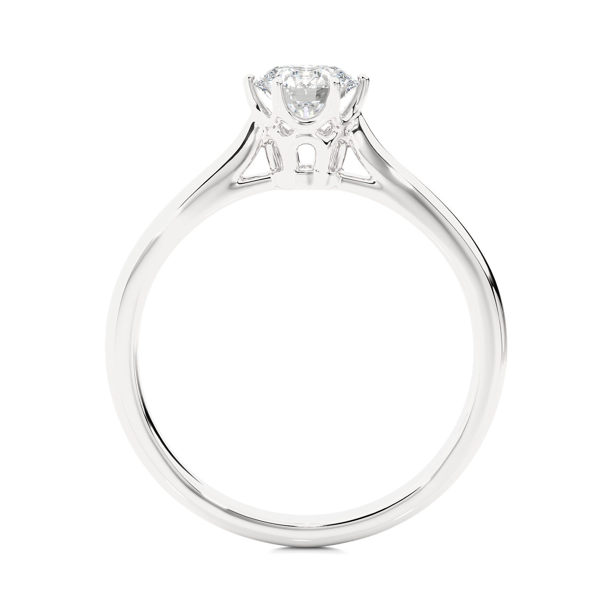 Elegant Round Diamond Ring – Hexagon-Inspired Design with Plain Gold Band