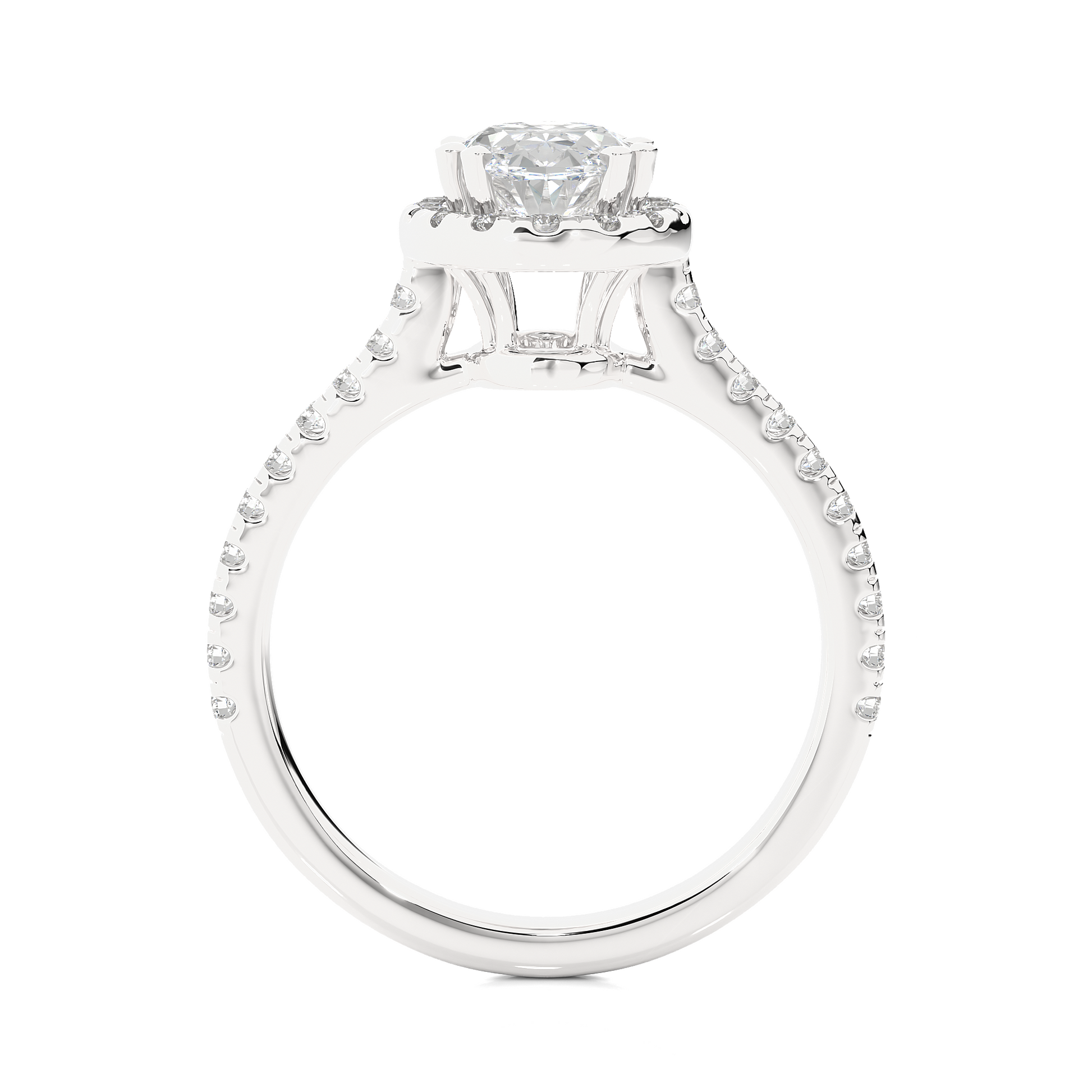 1.1+0.21 Ct Oval + Round Diamond Ring