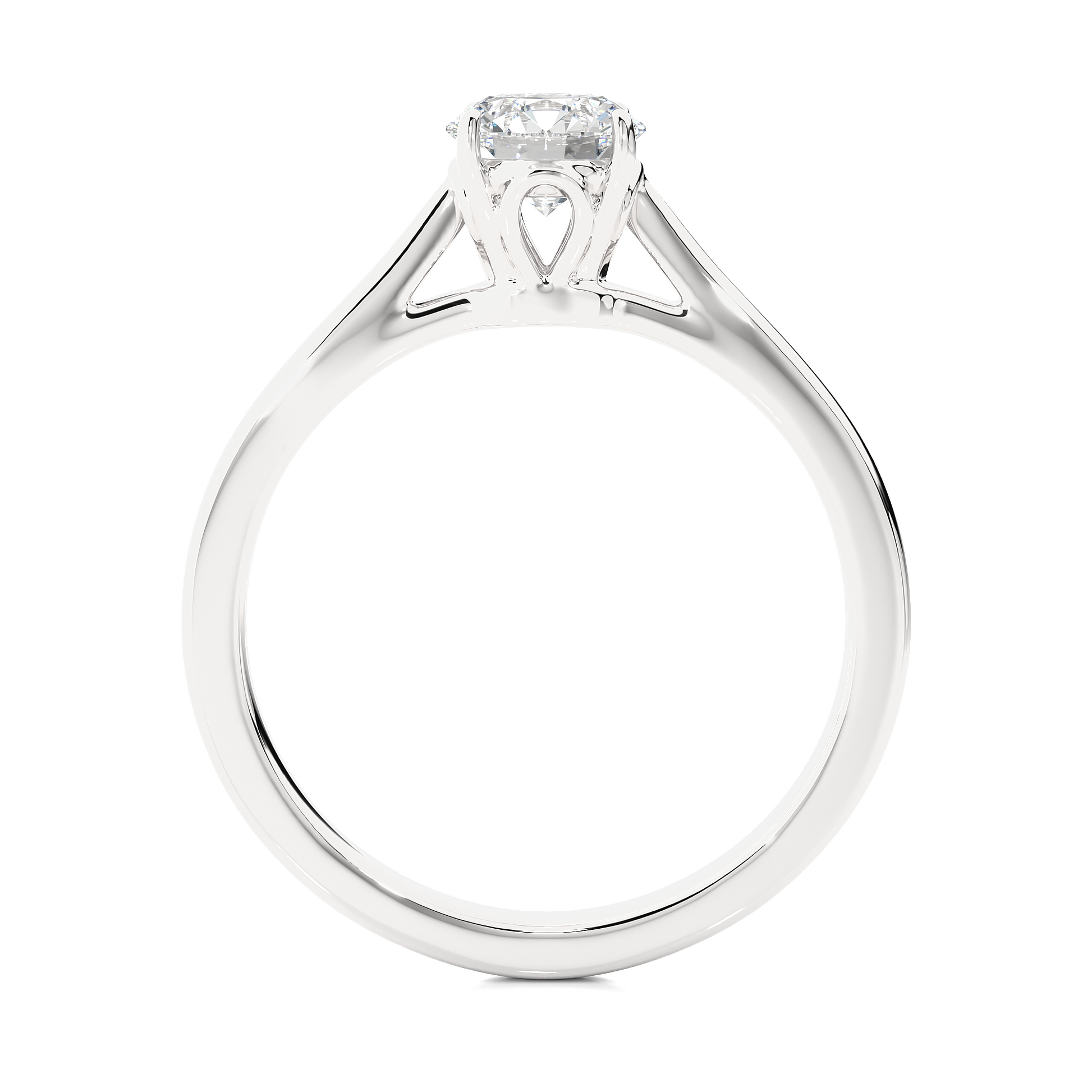 Elegant Round Diamond Ring – Elevated Solitaire Diamond on Plain Band