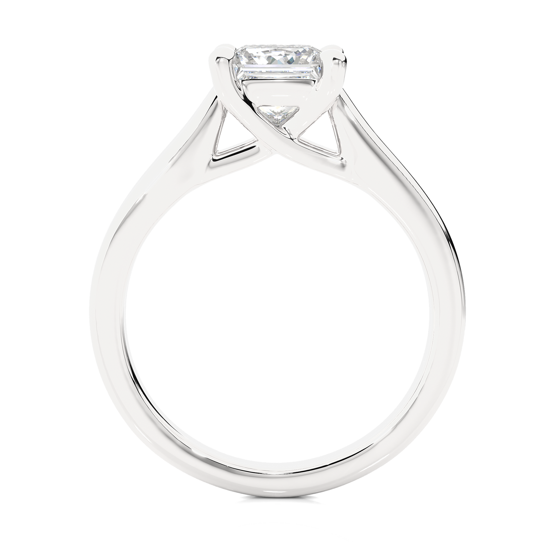 Princess Diamond Ring – Square Diamond Solitaire with Thick Plain Gold Band