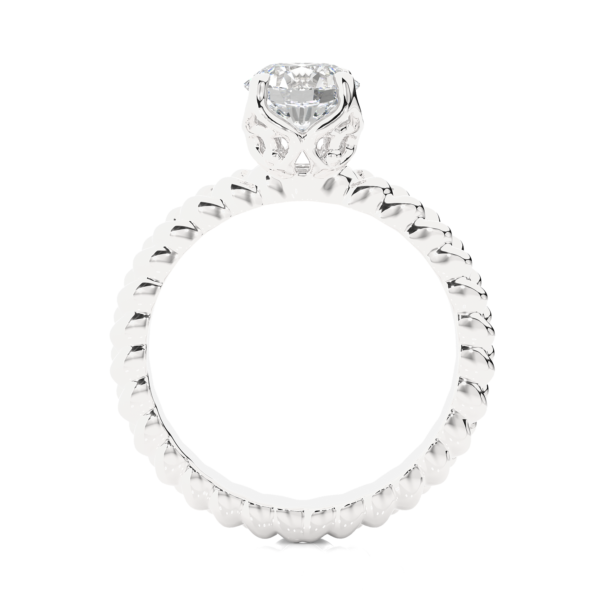 Round Diamond Ring – Solitaire Diamond with Beautiful Design Around the Gold Band