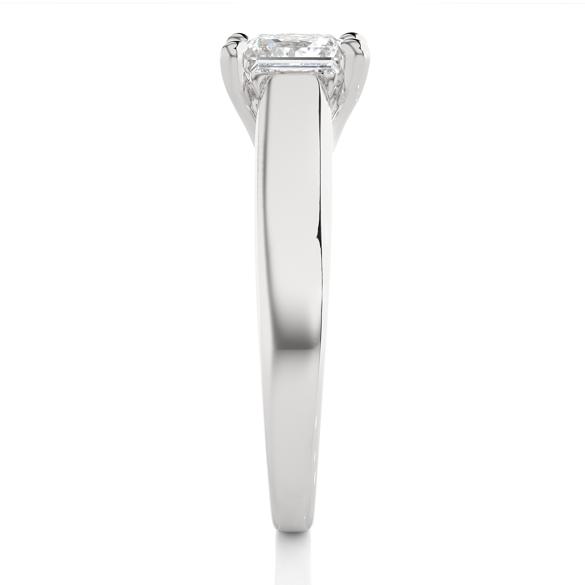 Princess Diamond Ring – Square Diamond Solitaire with Thick Plain Gold Band