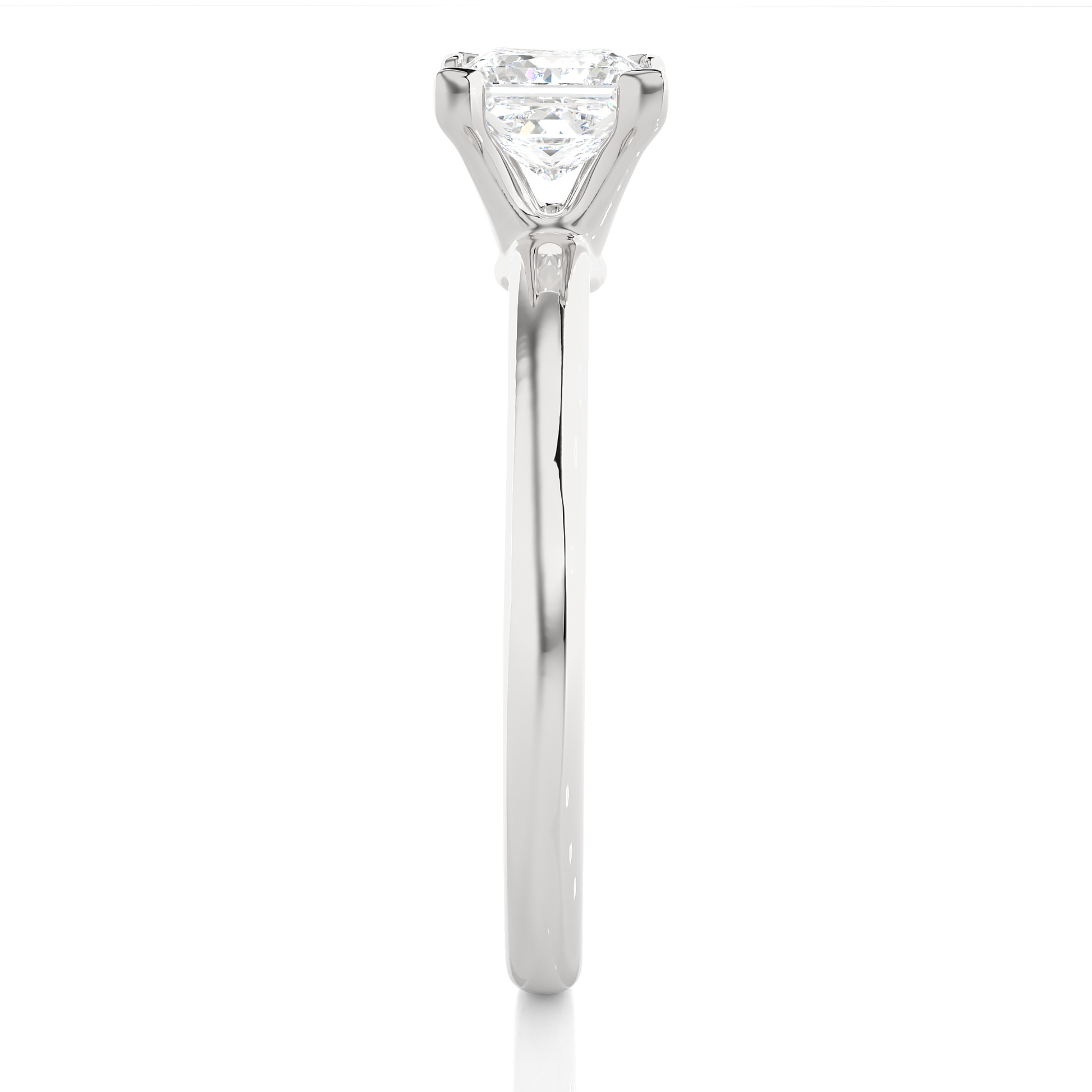 Princess Diamond Ring – Square Diamond Solitaire with Plain Gold Band