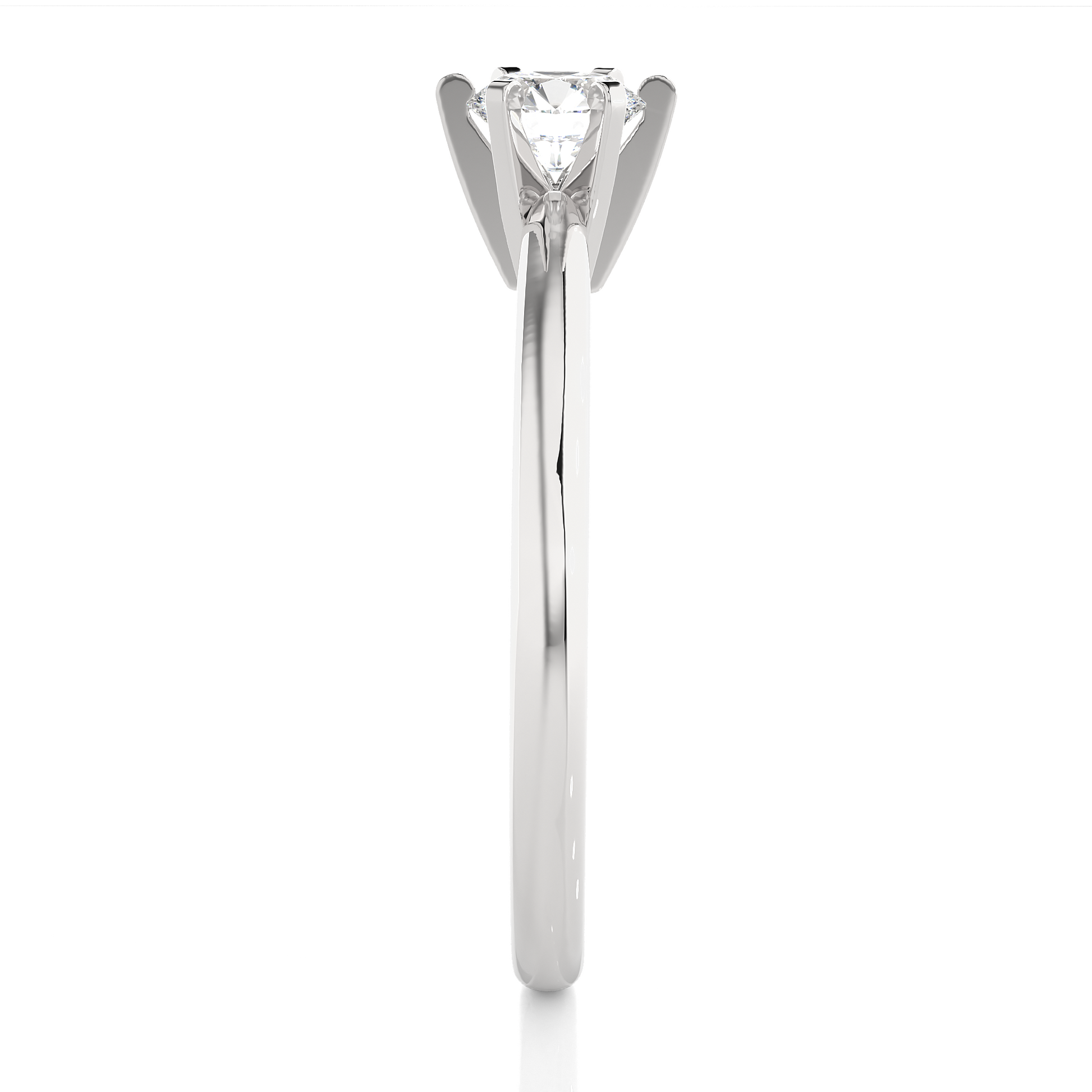 Round Diamond Ring – Circle Diamond Supported from 6 Sides with Plain Gold Band