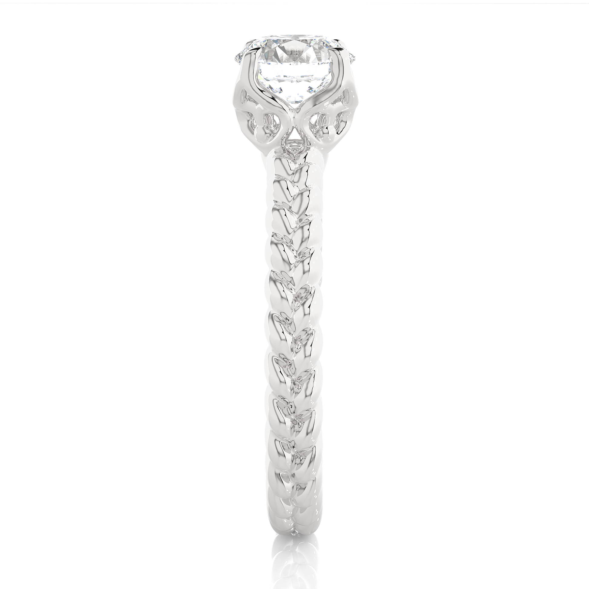 Round Diamond Ring – Solitaire Diamond with Beautiful Design Around the Gold Band