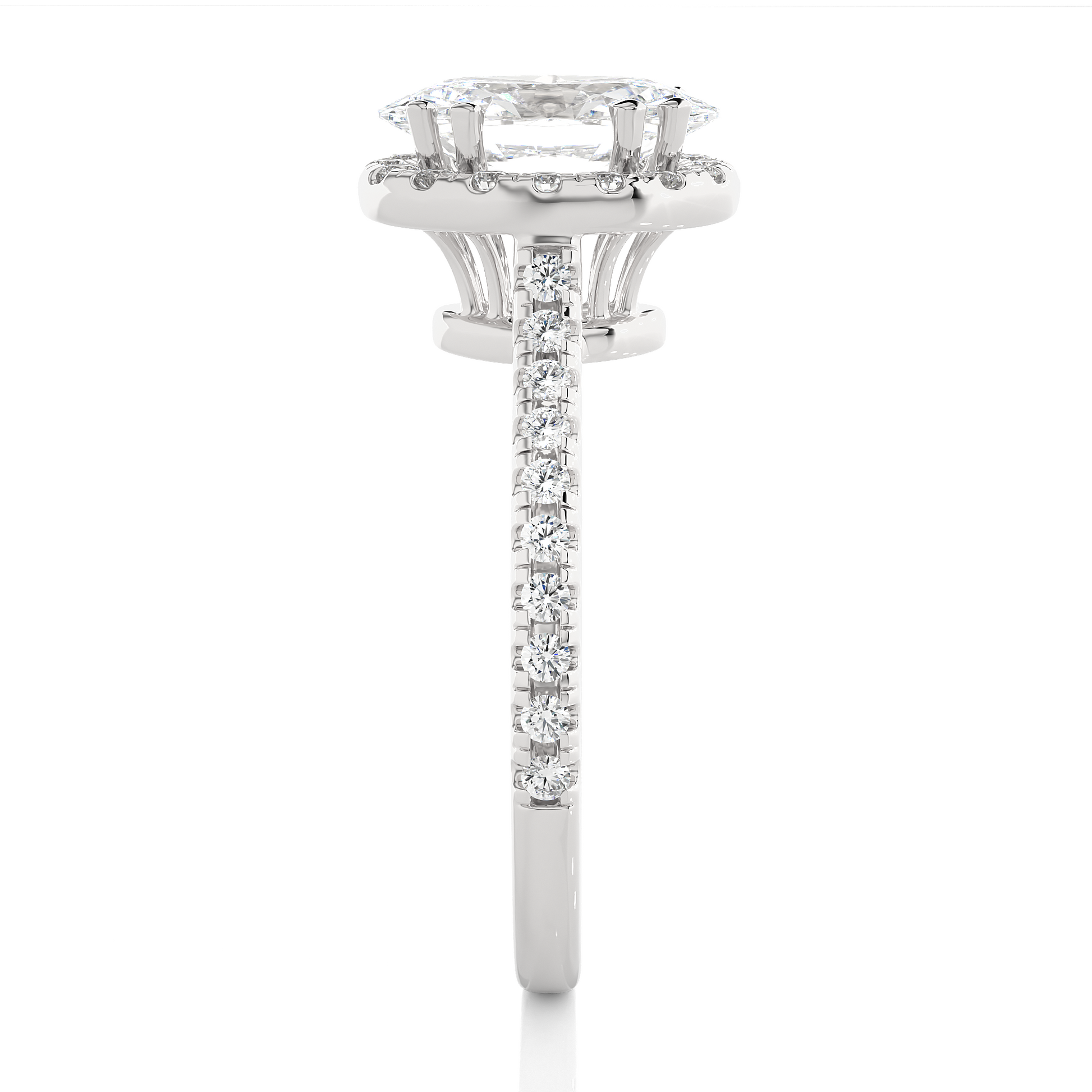 1.1+0.21 Ct Oval + Round Diamond Ring