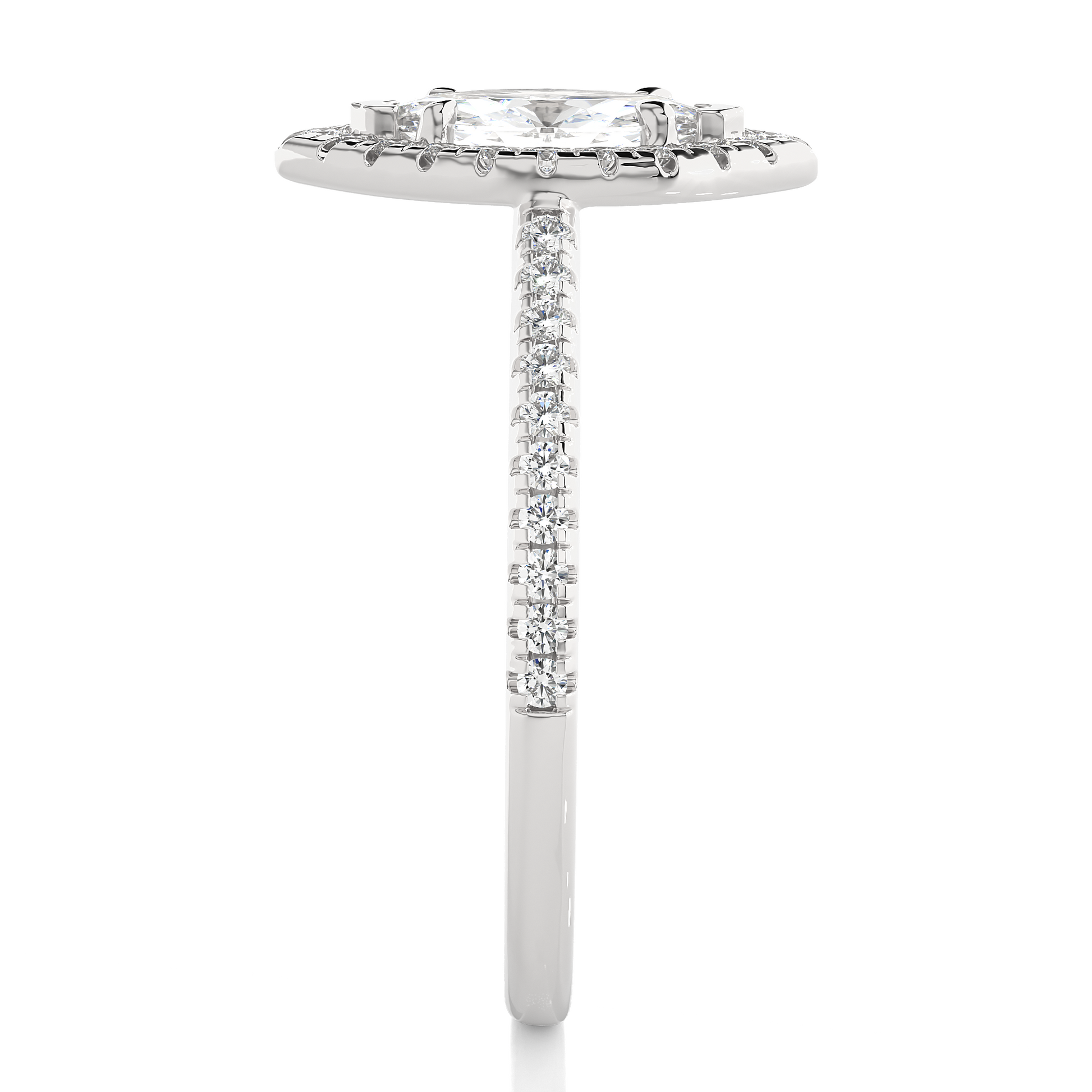 0.29+0.60 Ct Round + Marquise Diamond Ring