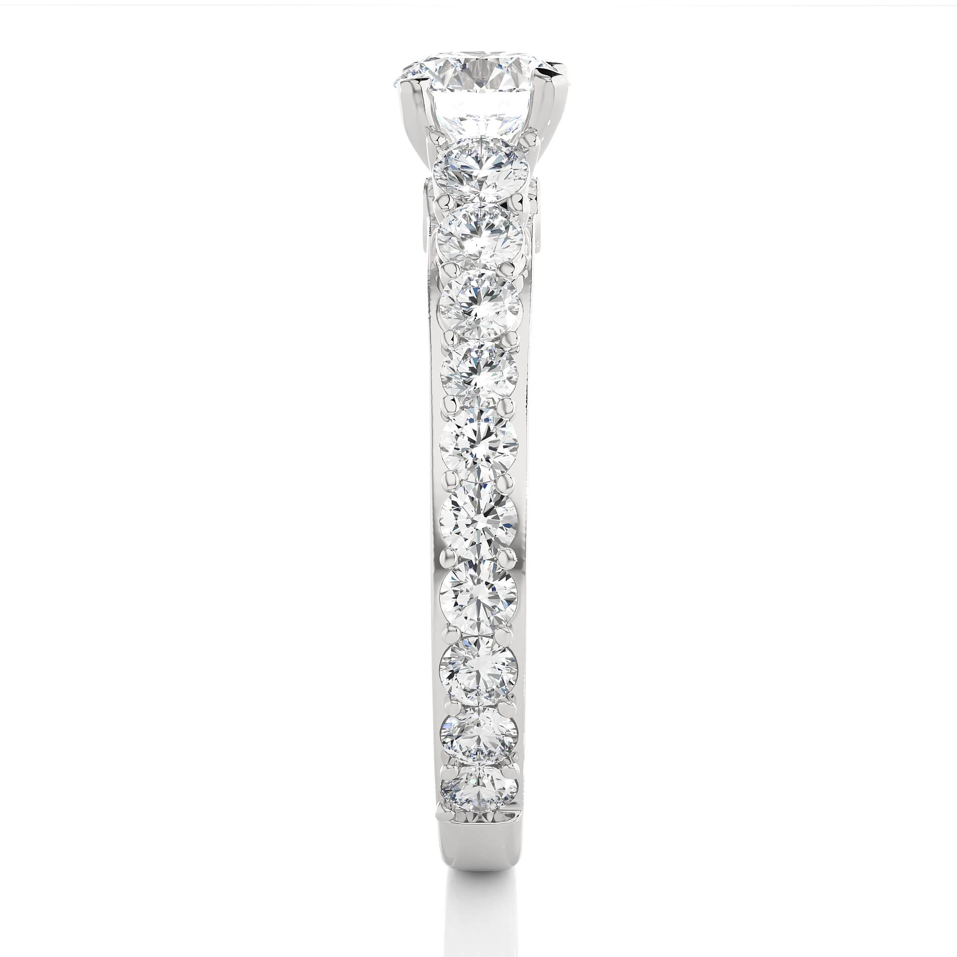 Round Diamond Ring – Solitaire Diamond with Small Diamonds Around and Sides of the Thick Ring in Elegant Design