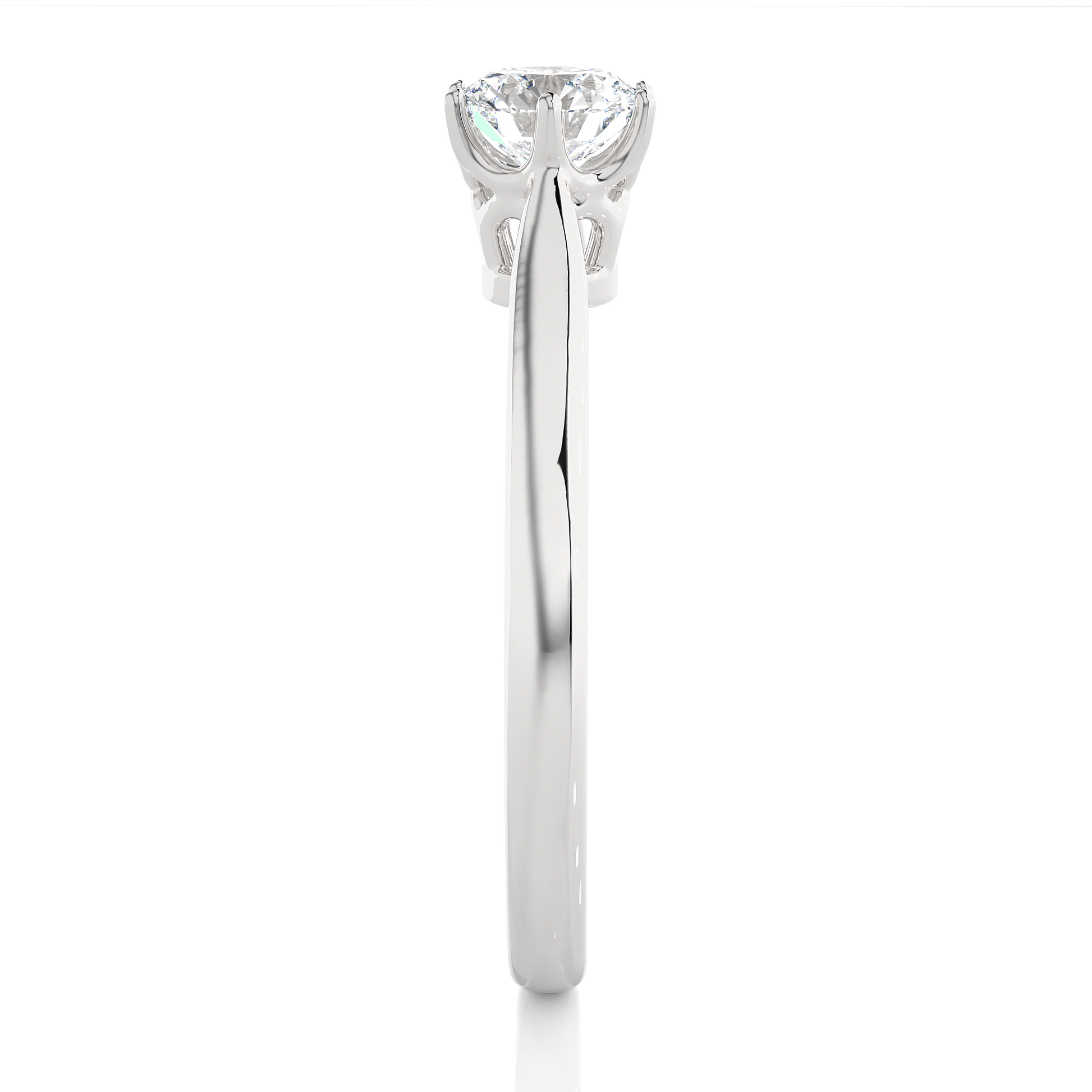 Elegant Round Diamond Ring – Hexagon-Inspired Design with Plain Gold Band