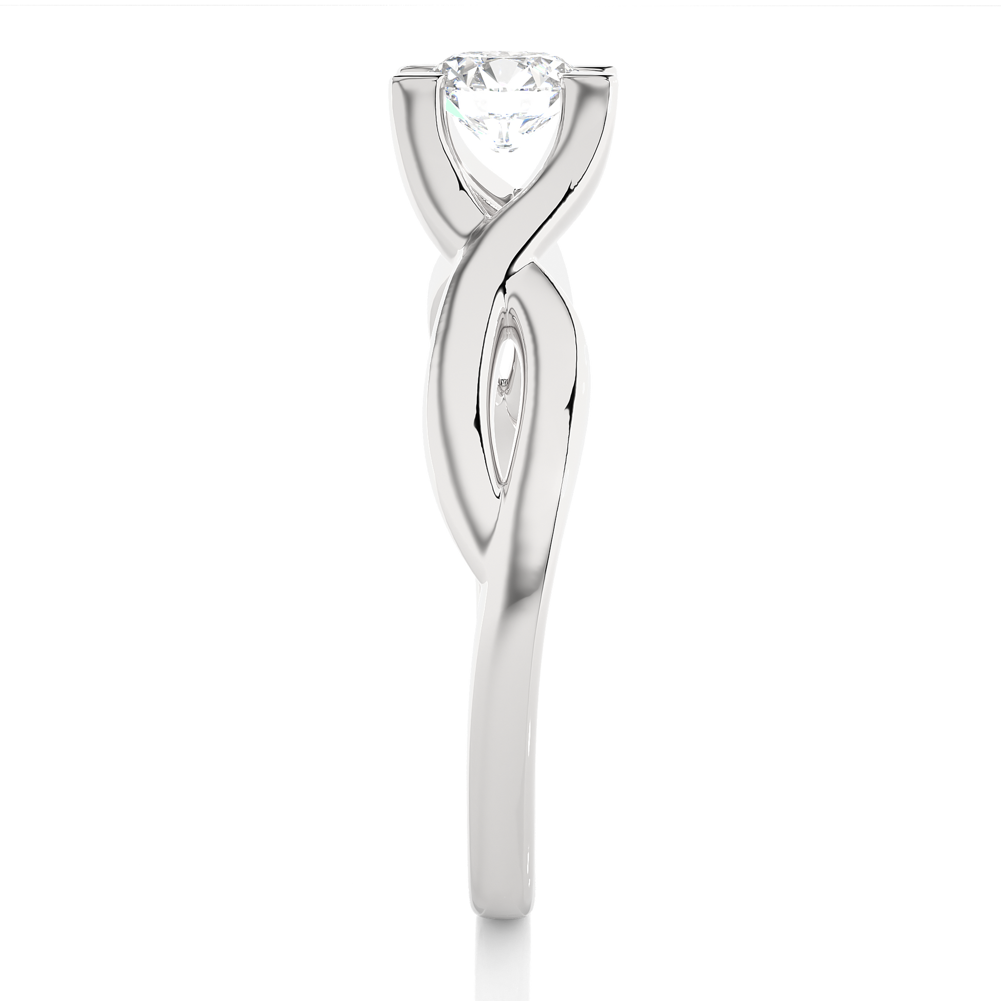 Round Diamond Ring – Solitaire Diamond with Elegant Gold Design Around the Band