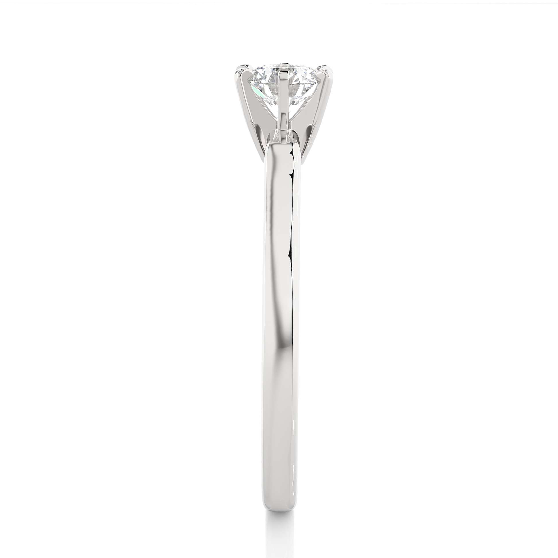 Round Diamond Ring – 6-Side Supported Round Diamond with Plain Gold Band