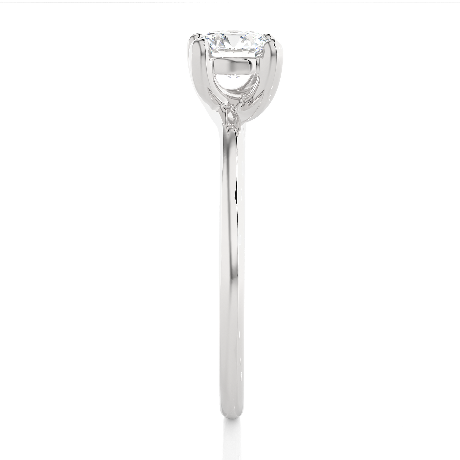 Classic Round Diamond Ring – Plain Band with Solitaire Diamond in the Center