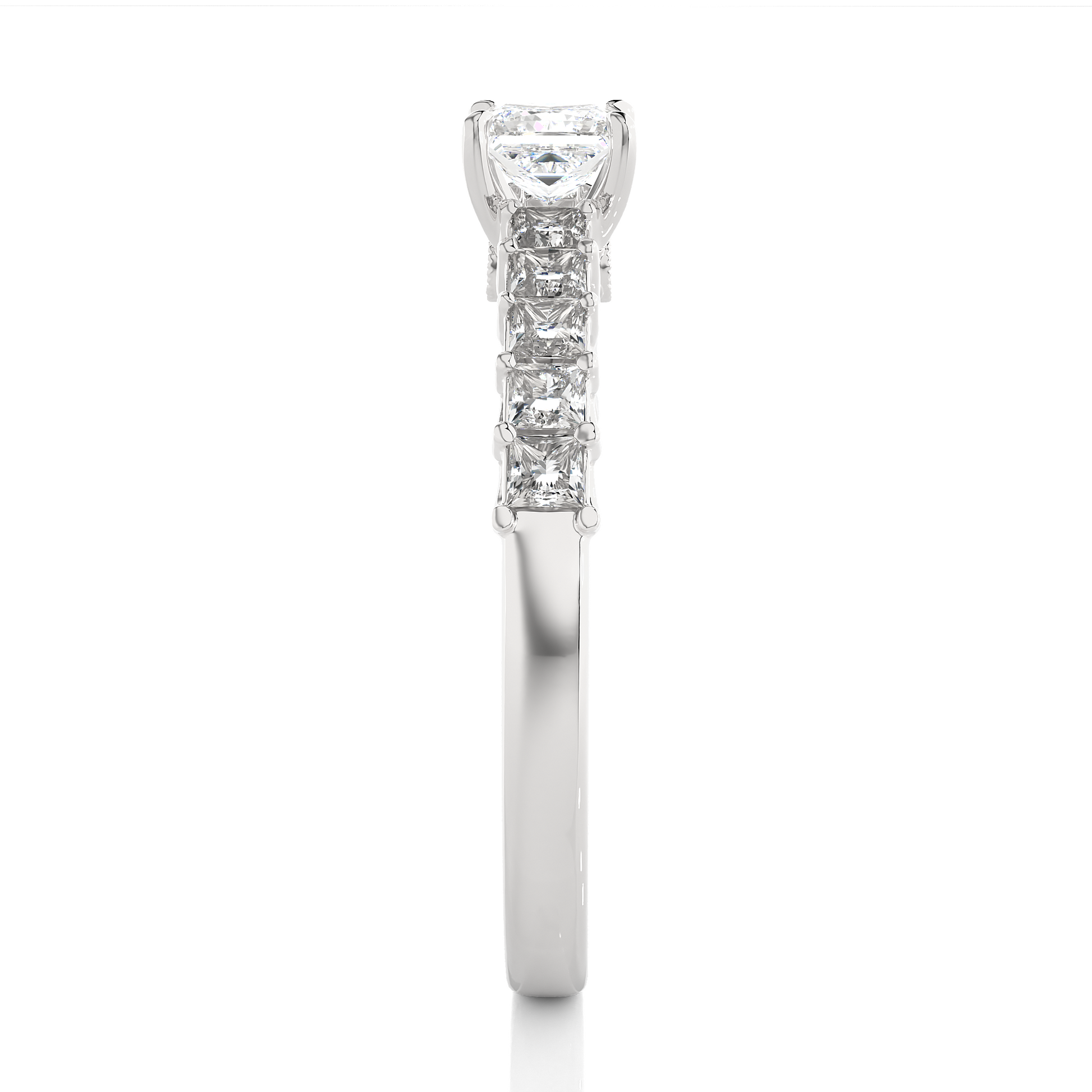 0.40+0.44+0.01 Ct Princess + Princess + Round Diamond Ring