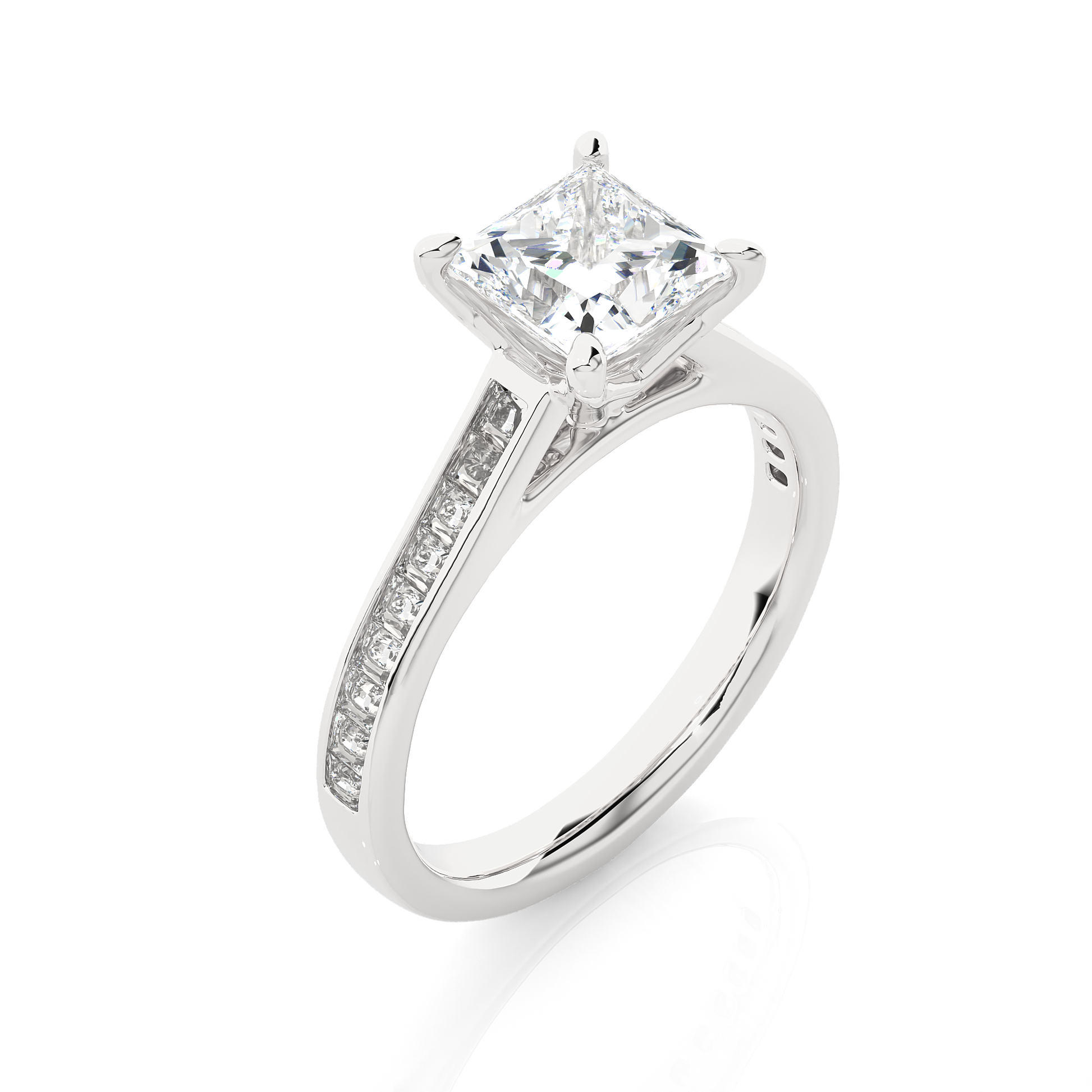 1.5+0.46 Ct Princess Diamond Ring