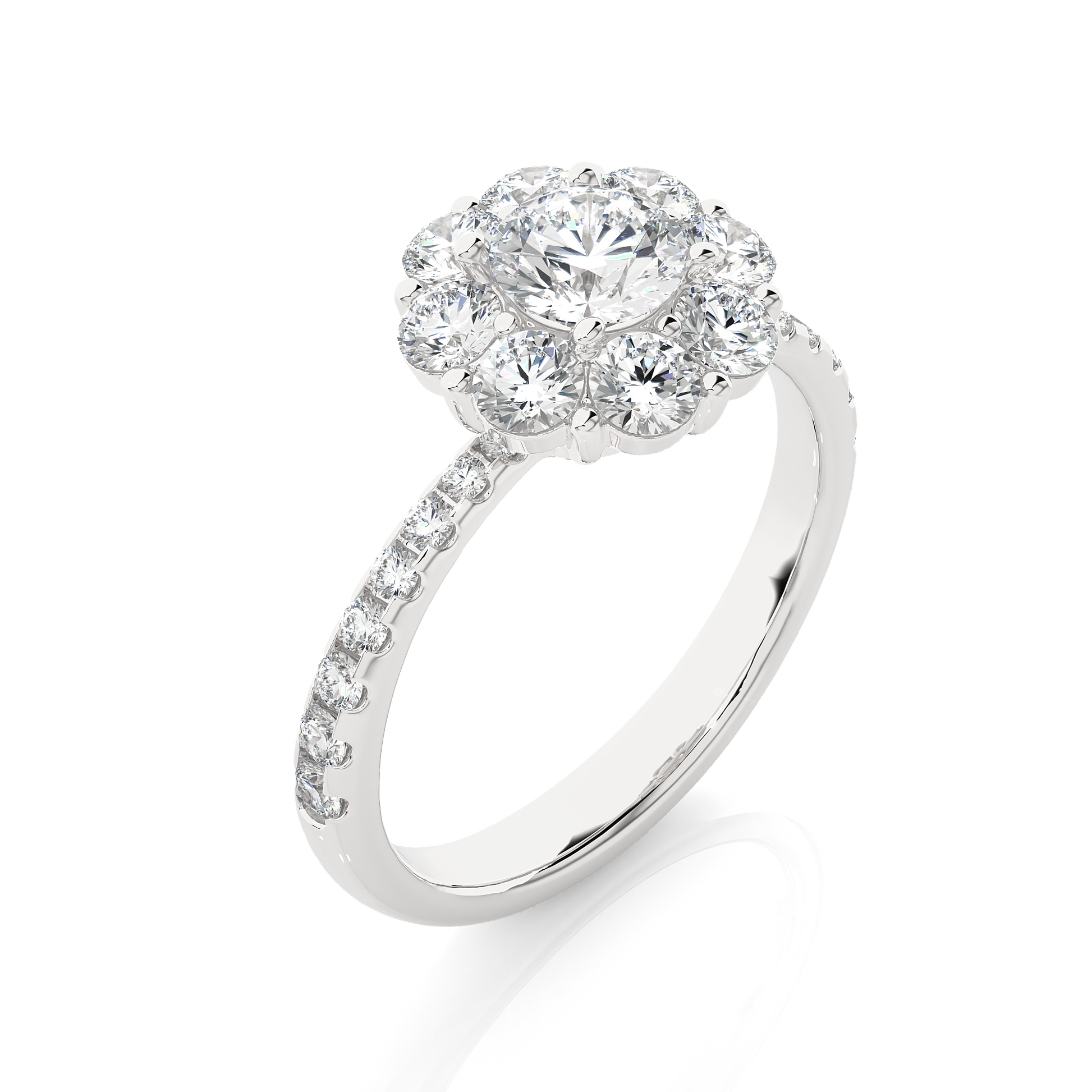 0.6+0.81+0.25 Ct Round Diamond Ring