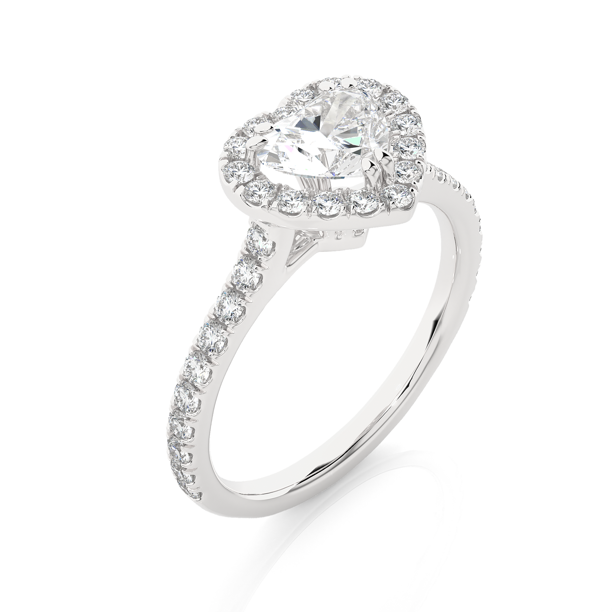 0.51+0.8 Ct Round + Heart Diamond Ring
