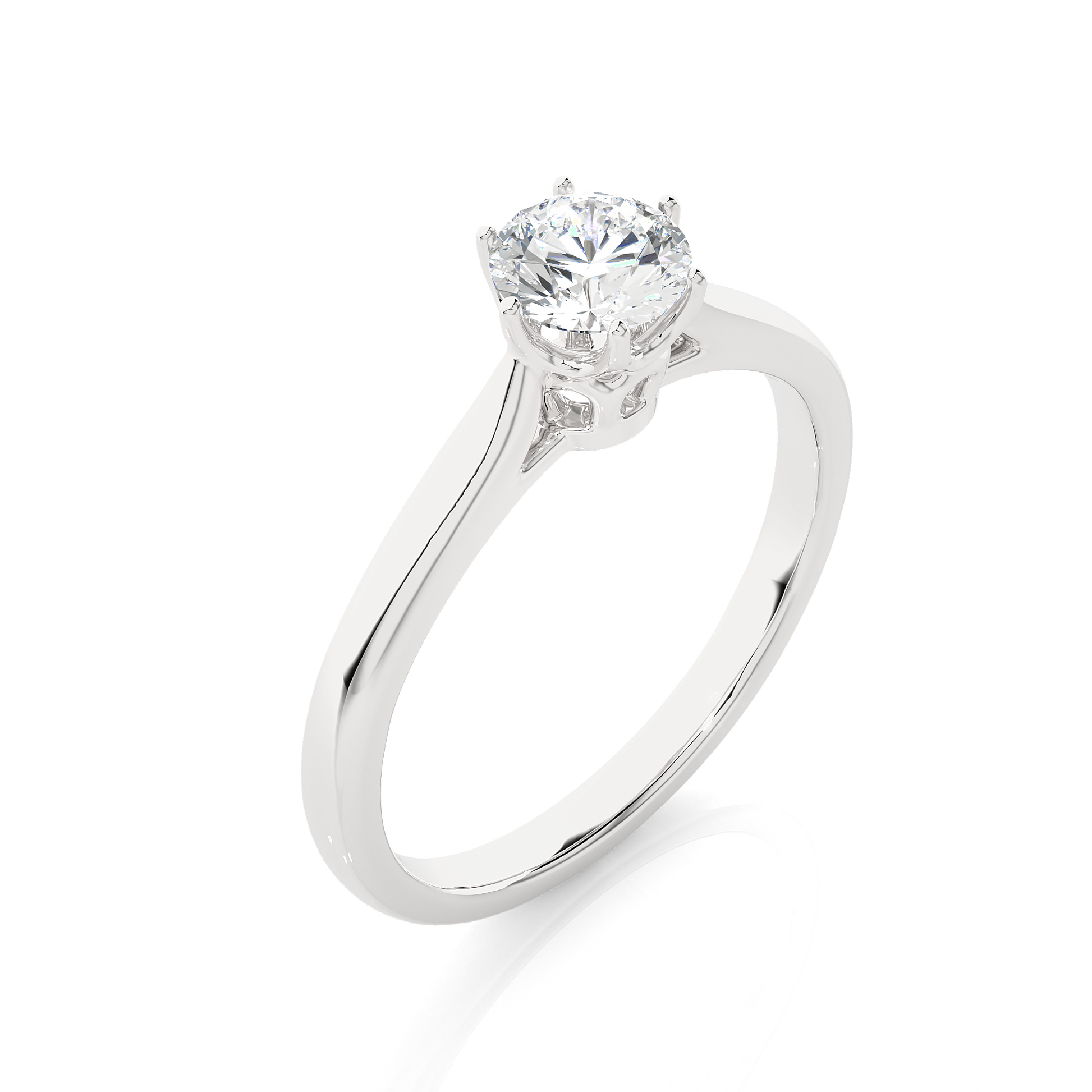 Elegant Round Diamond Ring – Hexagon-Inspired Design with Plain Gold Band