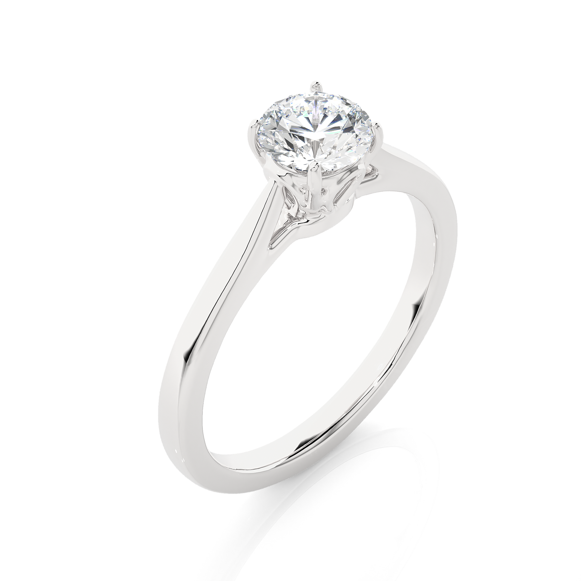 Elegant Round Diamond Ring – Elevated Solitaire Diamond on Plain Band