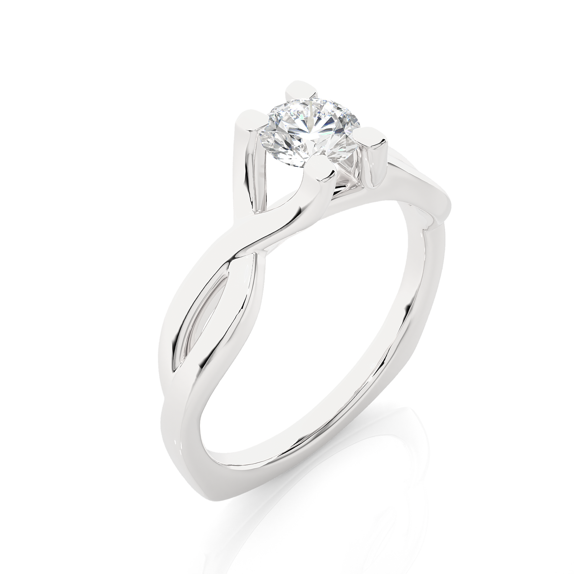Round Diamond Ring – Solitaire Diamond with Elegant Gold Design Around the Band