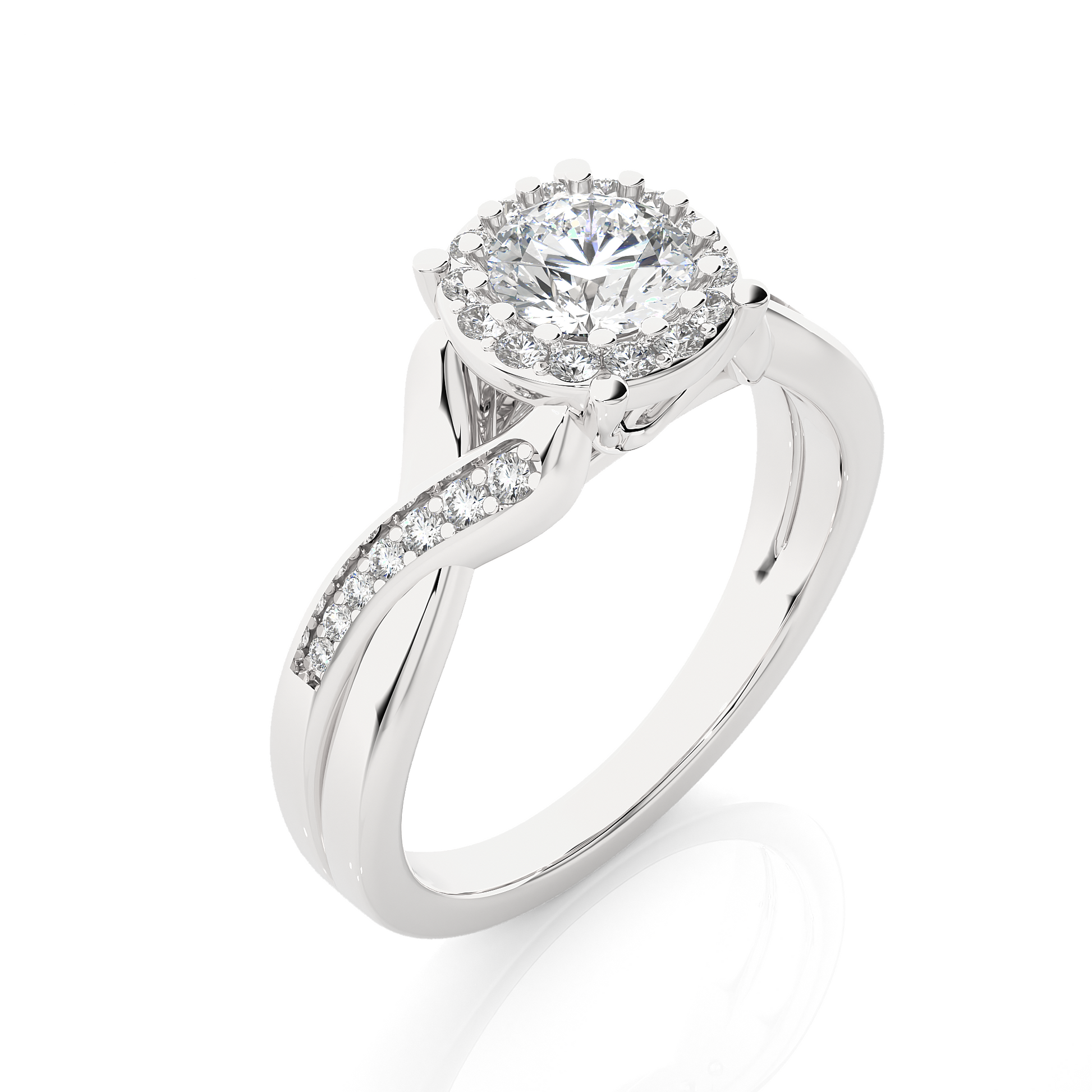 0.6+0.24 Ct Round Diamond Ring