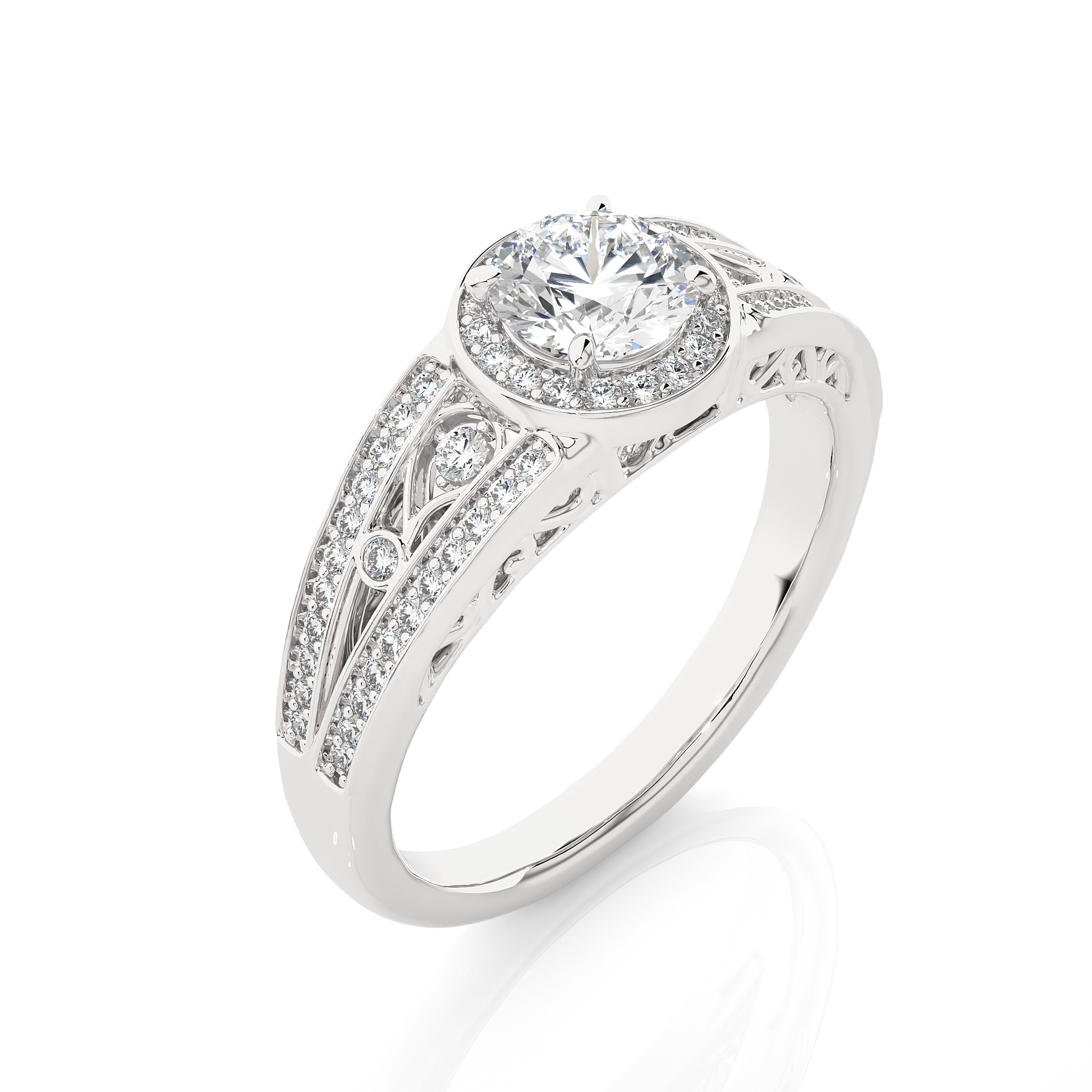 0.7+0.29 Ct Round Diamond Ring