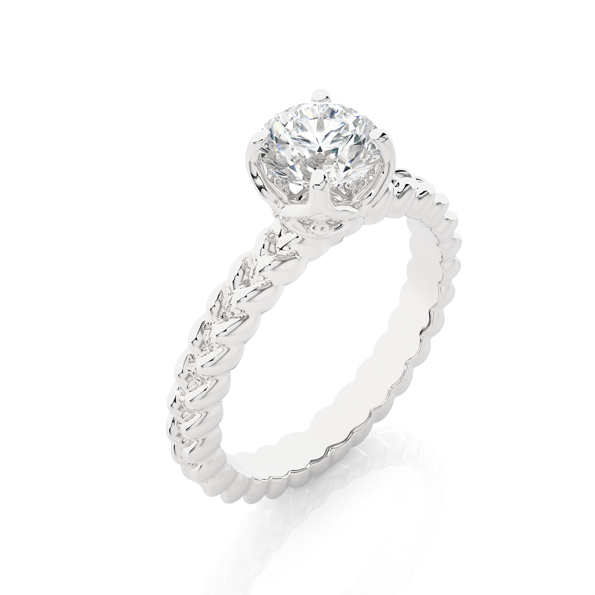 Round Diamond Ring – Solitaire Diamond with Beautiful Design Around the Gold Band