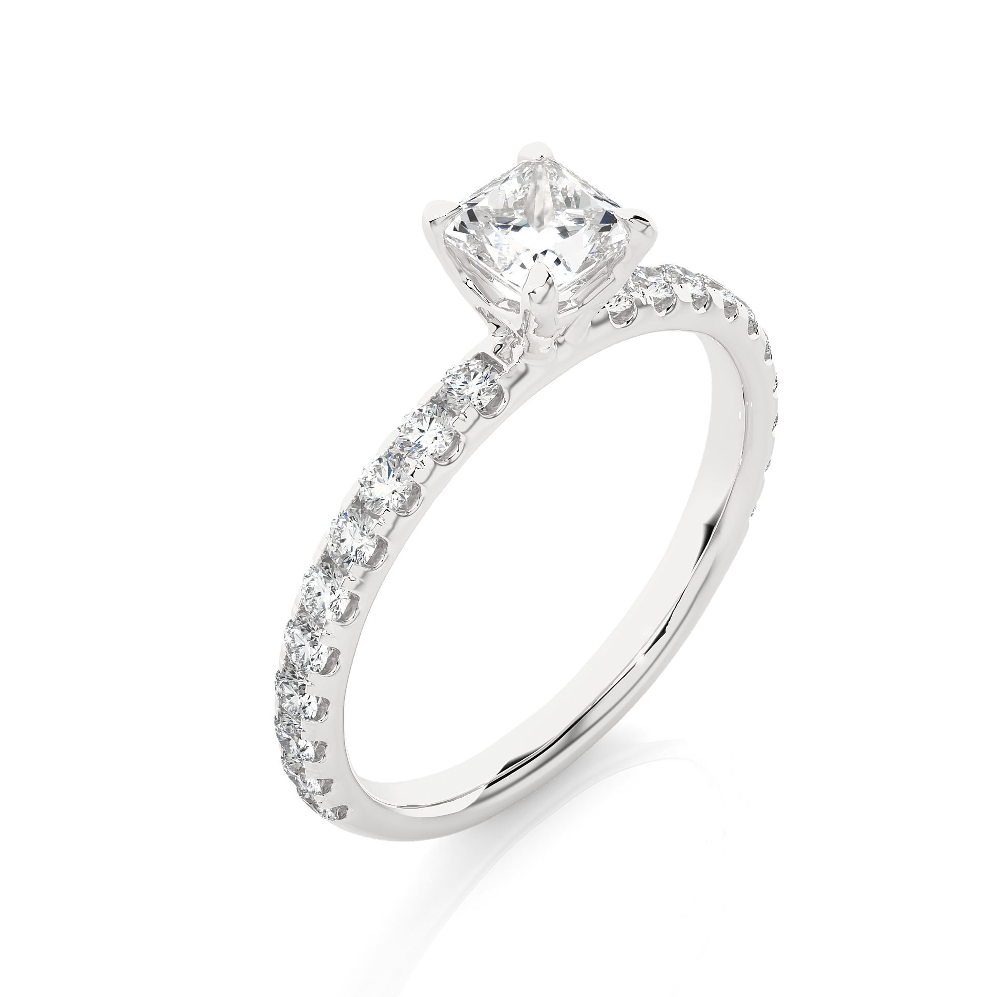 0.6+0.44  Ct Princess + Round Diamond Ring