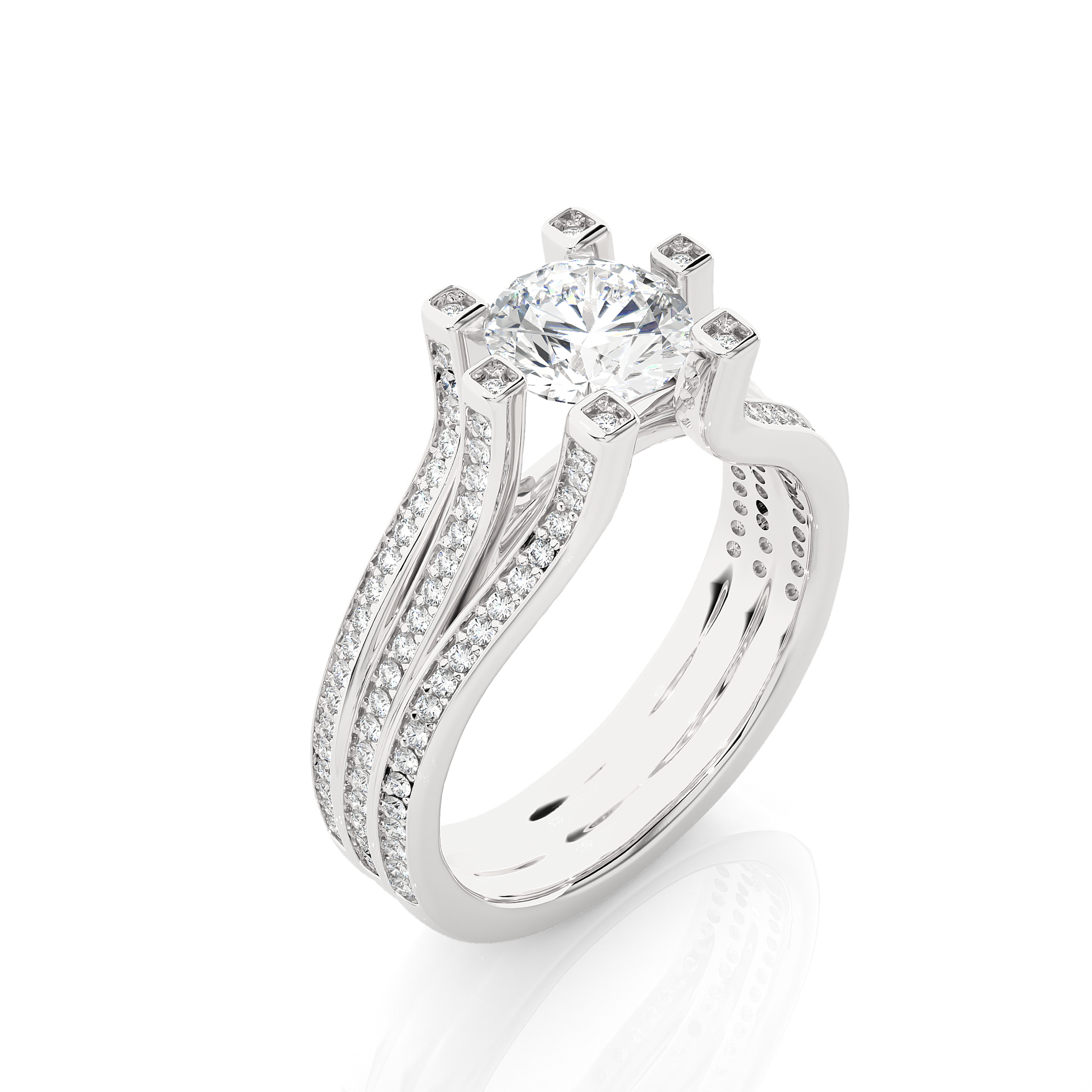 1+0.44 Ct Round Diamond Ring