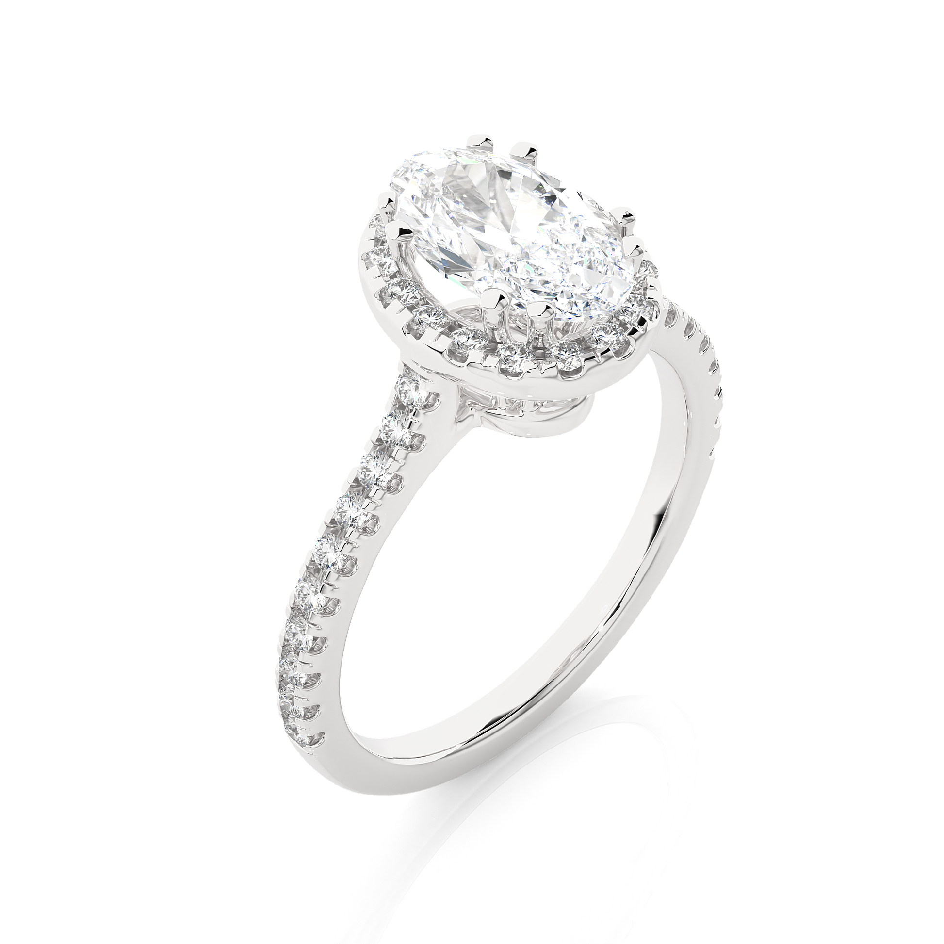 1.1+0.21 Ct Oval + Round Diamond Ring