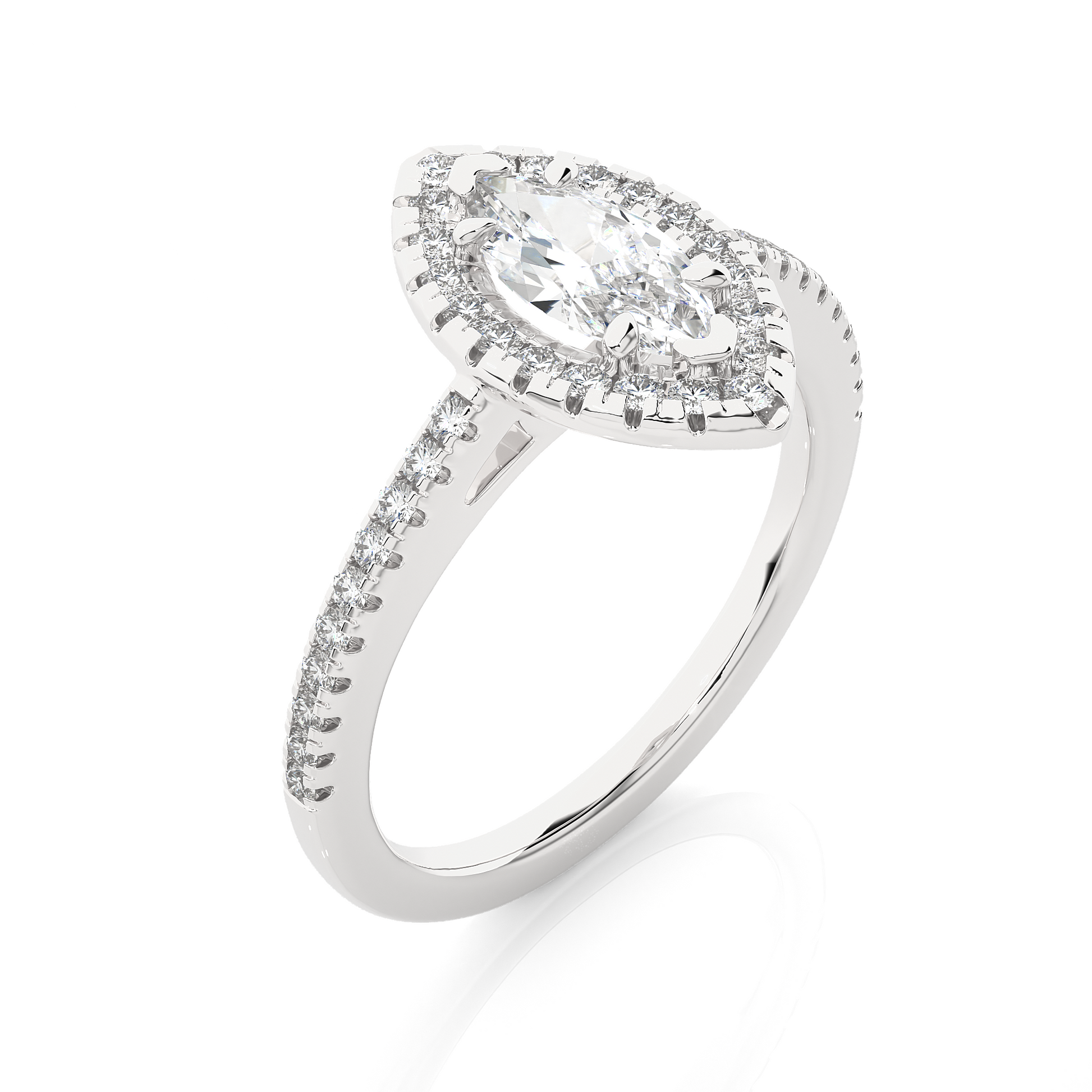 0.29+0.60 Ct Round + Marquise Diamond Ring