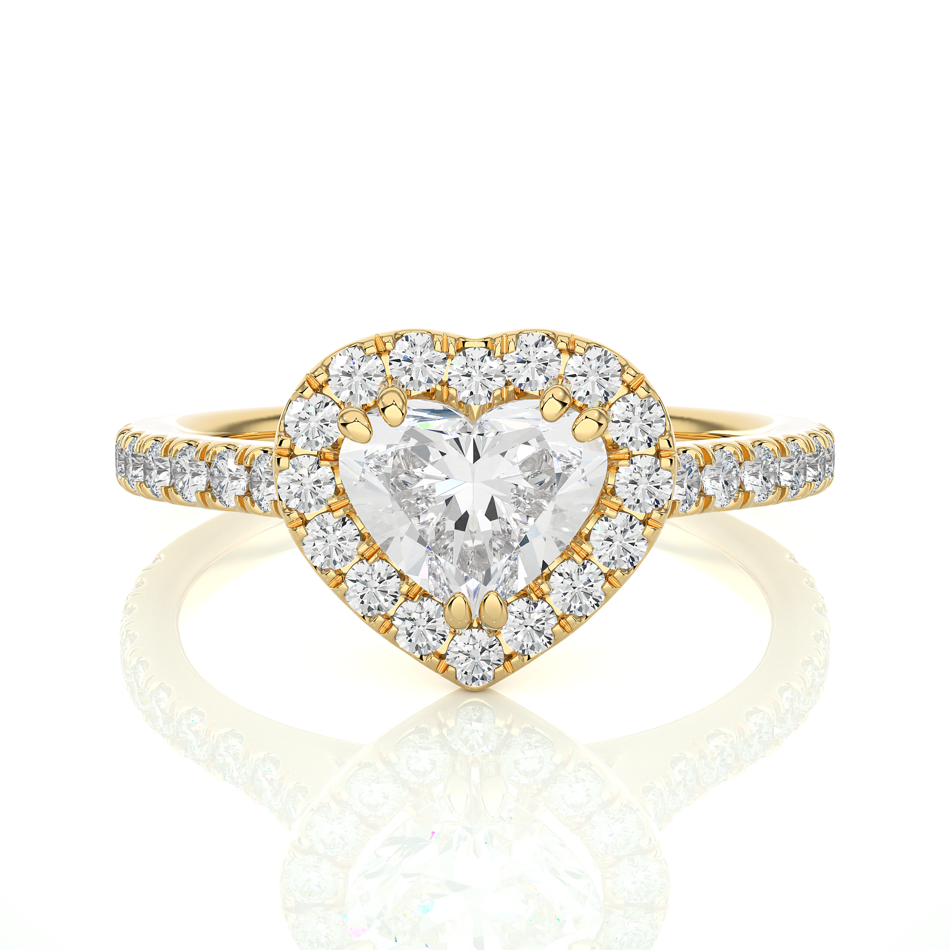 Dazzling Heart Solitaire with Halo Ring - Few left