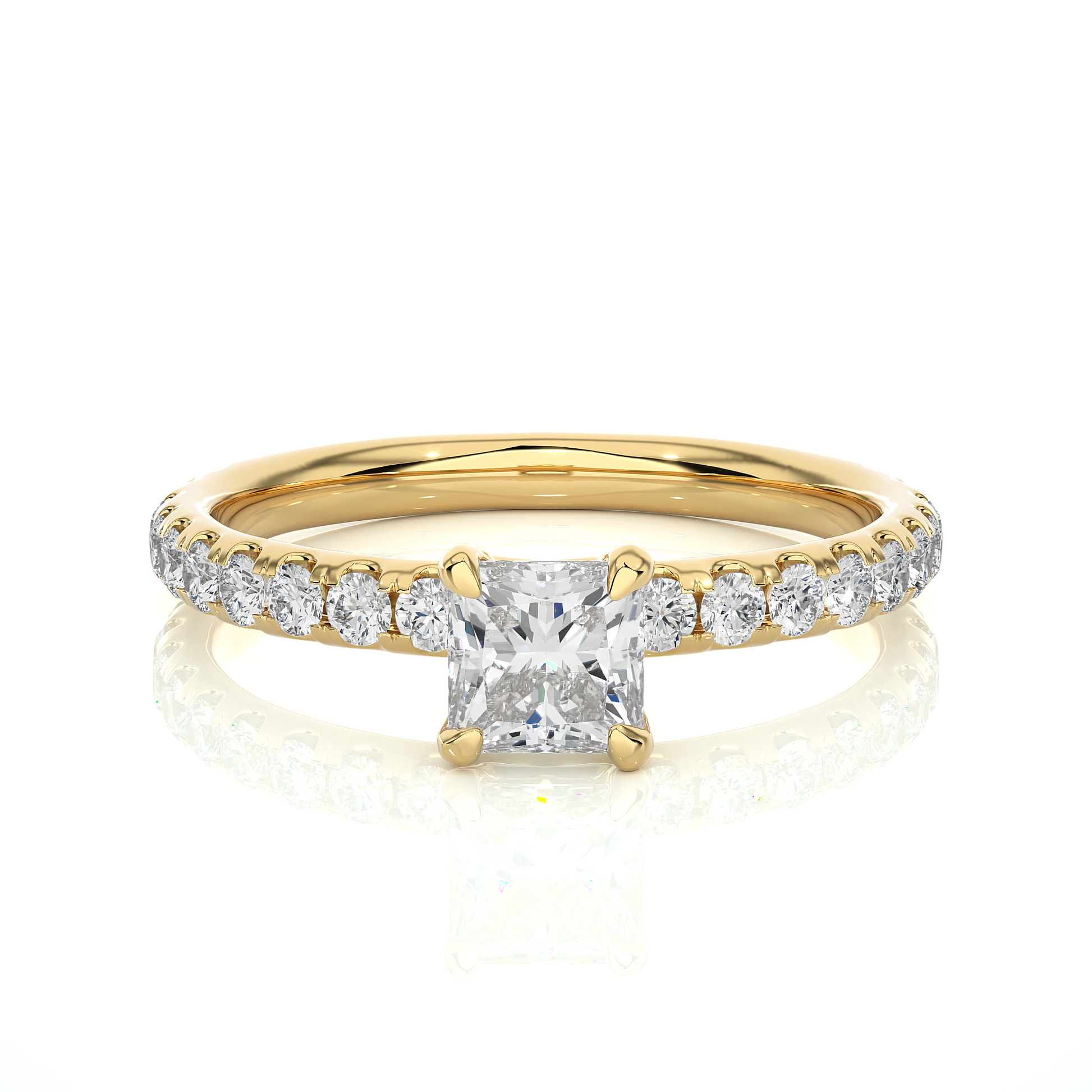 0.6+0.44 Ct Princess + Round Diamond Ring