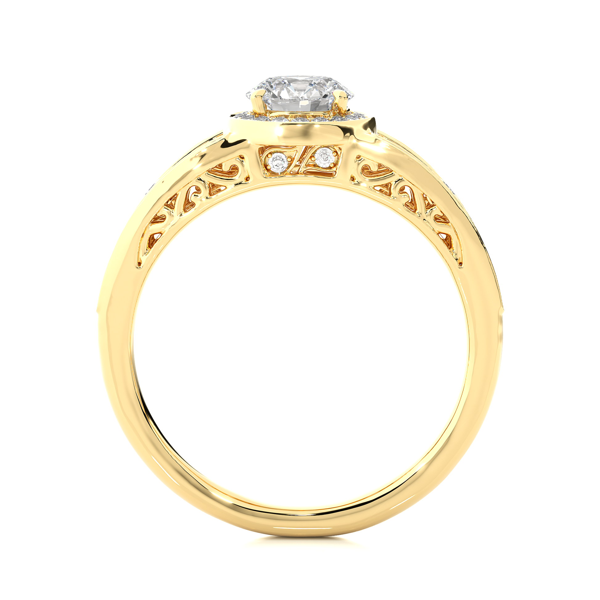 0.7+0.29 Ct Round Diamond Ring