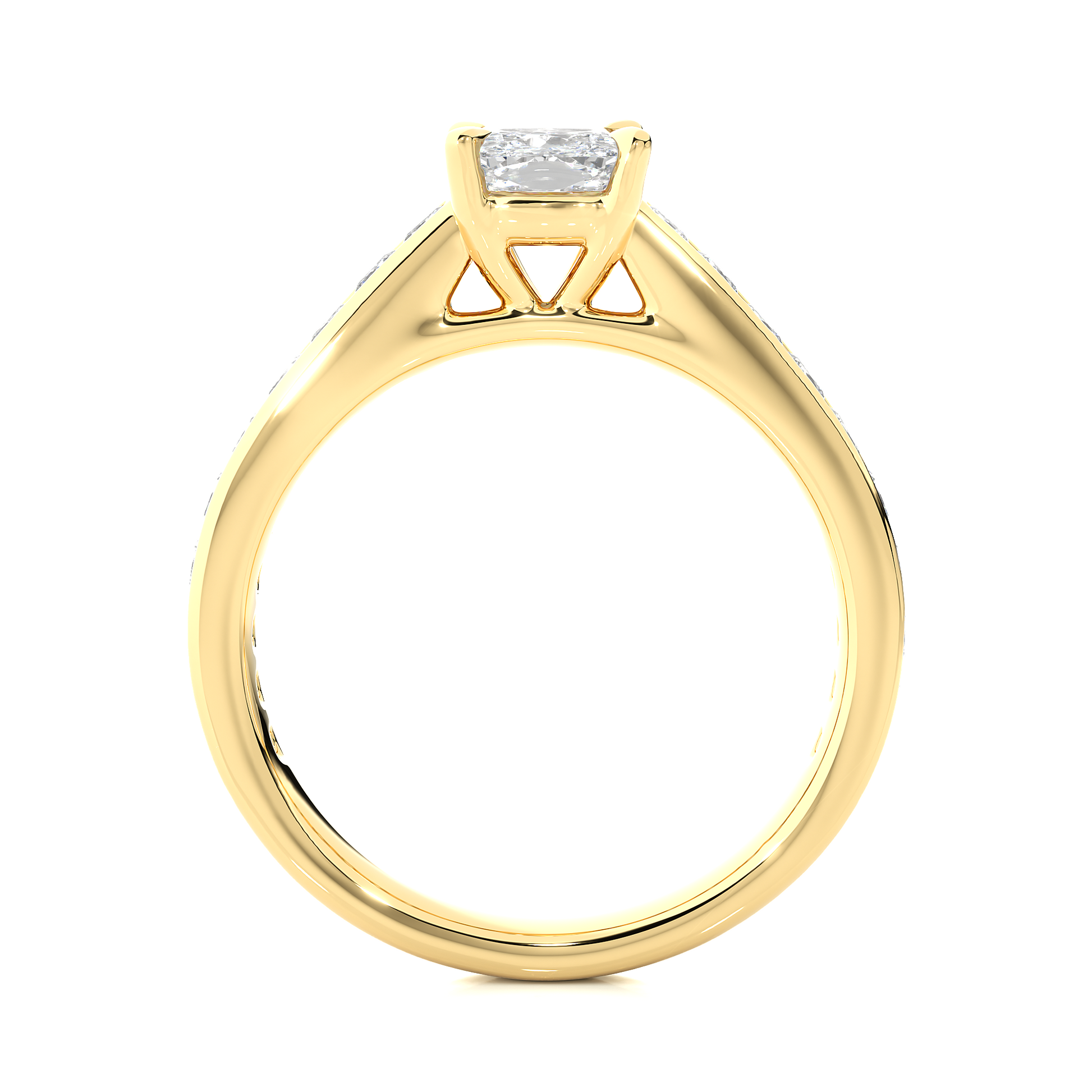 1.1+1.0  Ct Cushion + Princess Diamond Ring