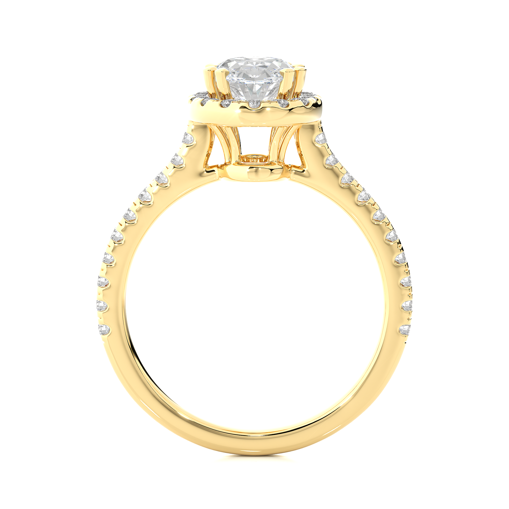 1.1+0.21 Ct Oval + Round Diamond Ring