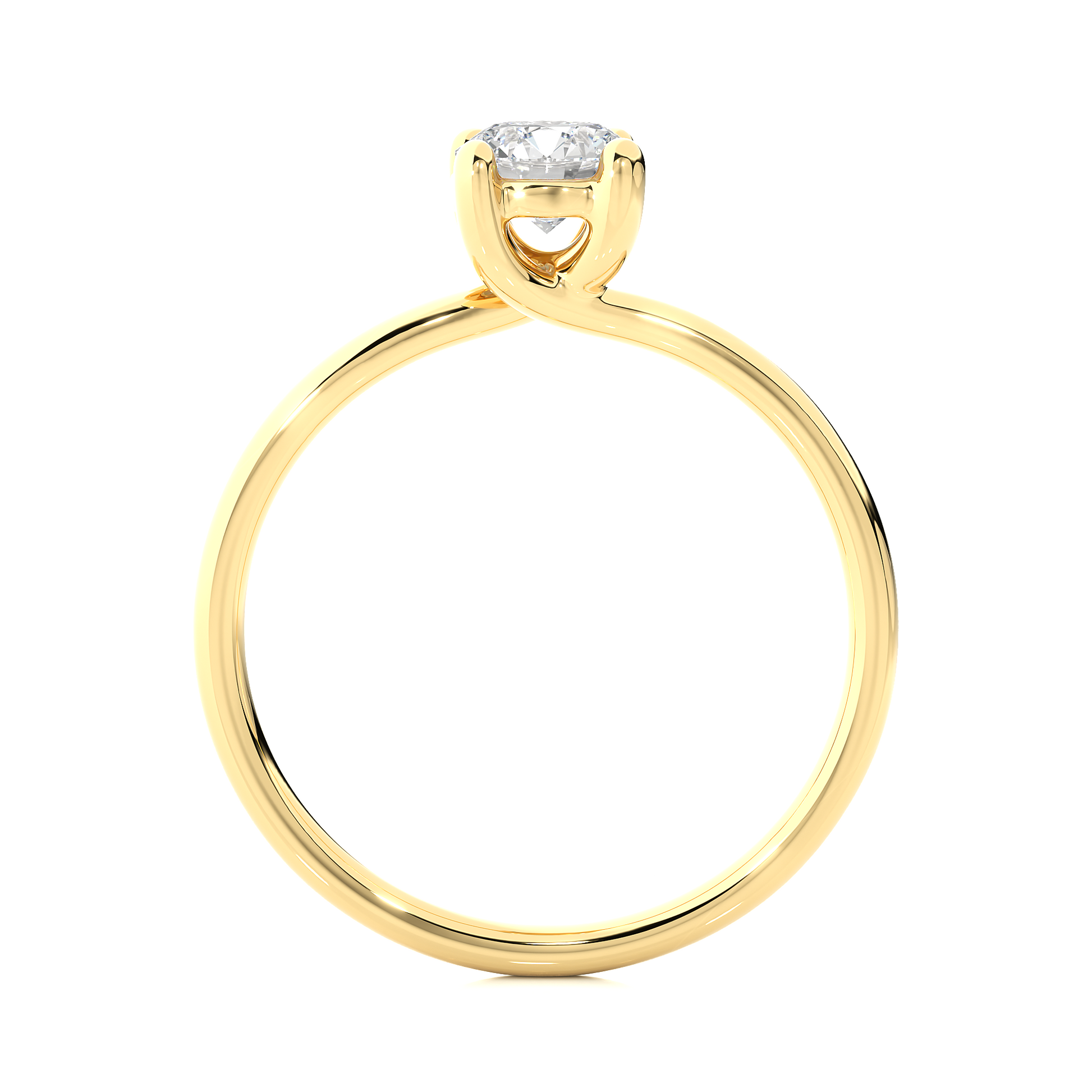Classic Round Diamond Ring – Plain Band with Solitaire Diamond in the Center
