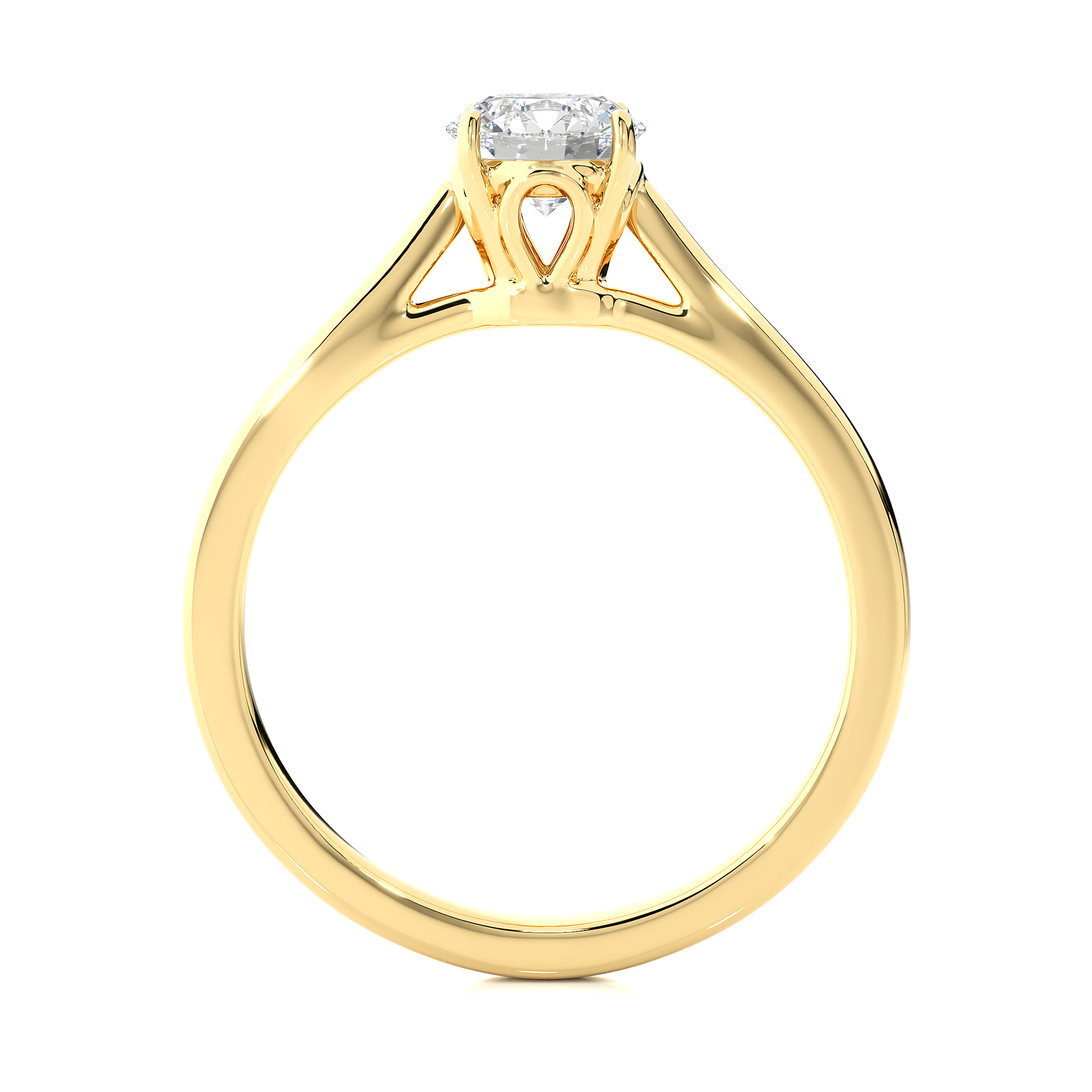 Elegant Round Diamond Ring – Elevated Solitaire Diamond on Plain Band