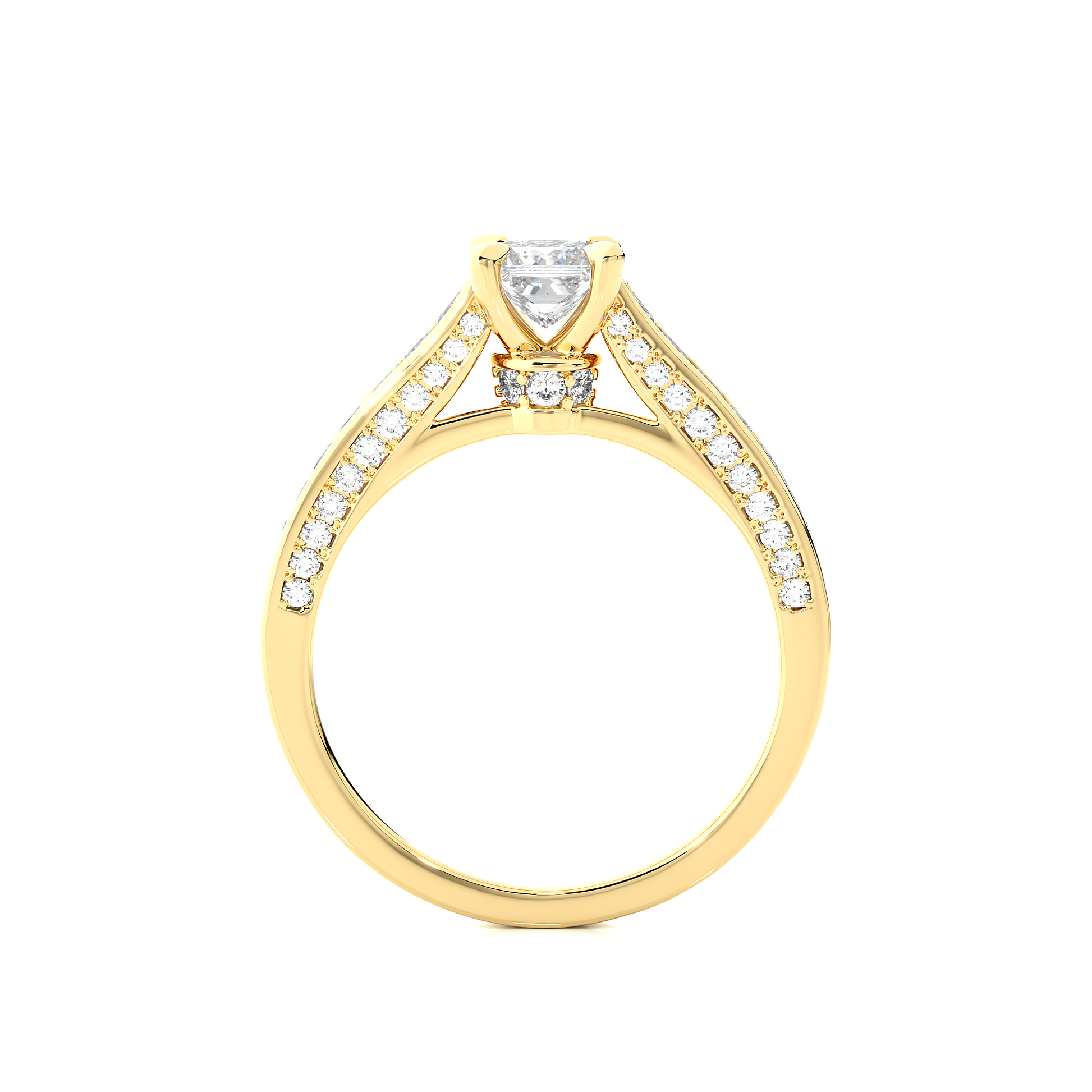 0.50+0.51+0.27 Ct Princess + Princess +Round Diamond Ring