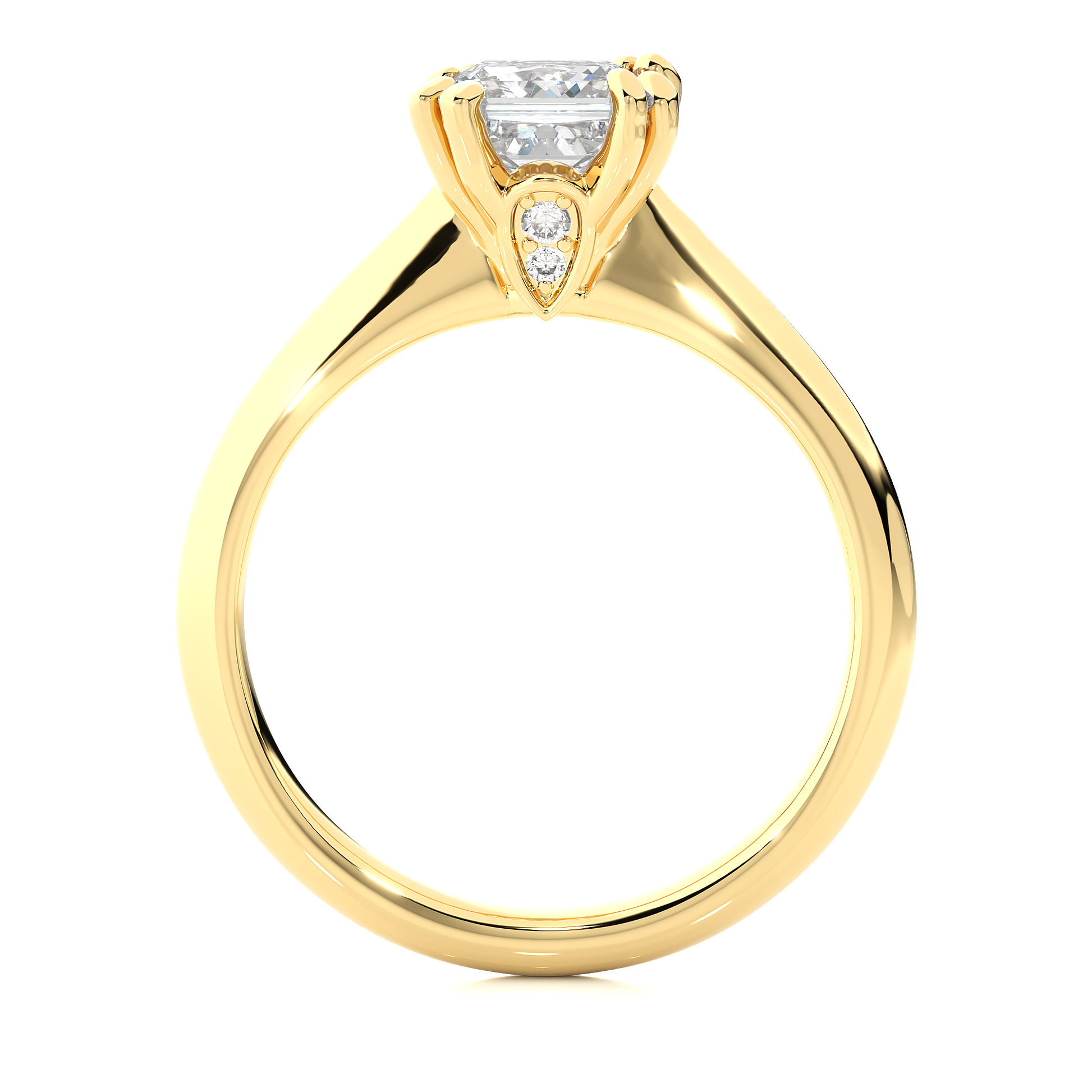 Princess + Round Diamond Ring – Minimal Design with Elegant Diamond Pairing in Gold