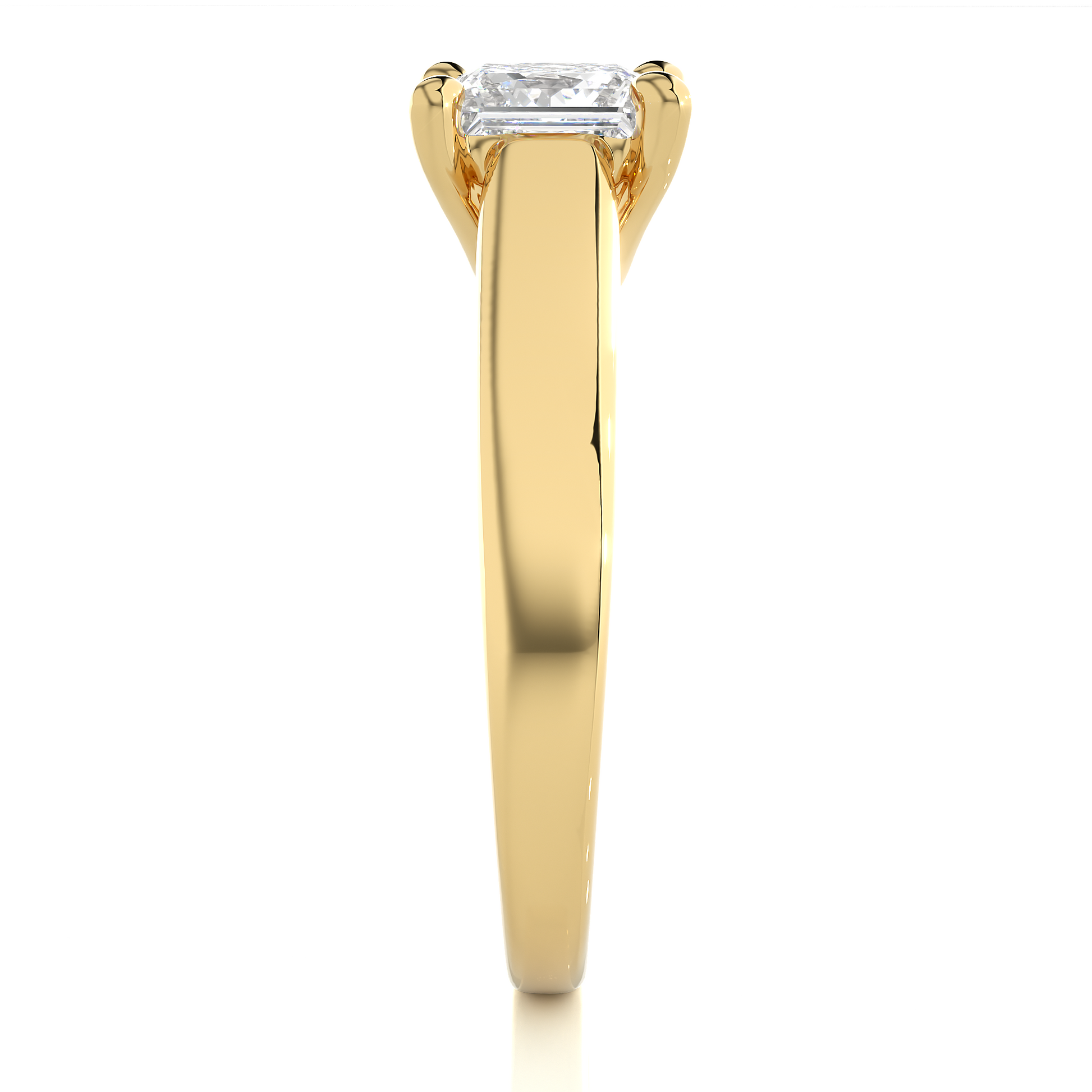 Princess Diamond Ring – Square Diamond Solitaire with Thick Plain Gold Band