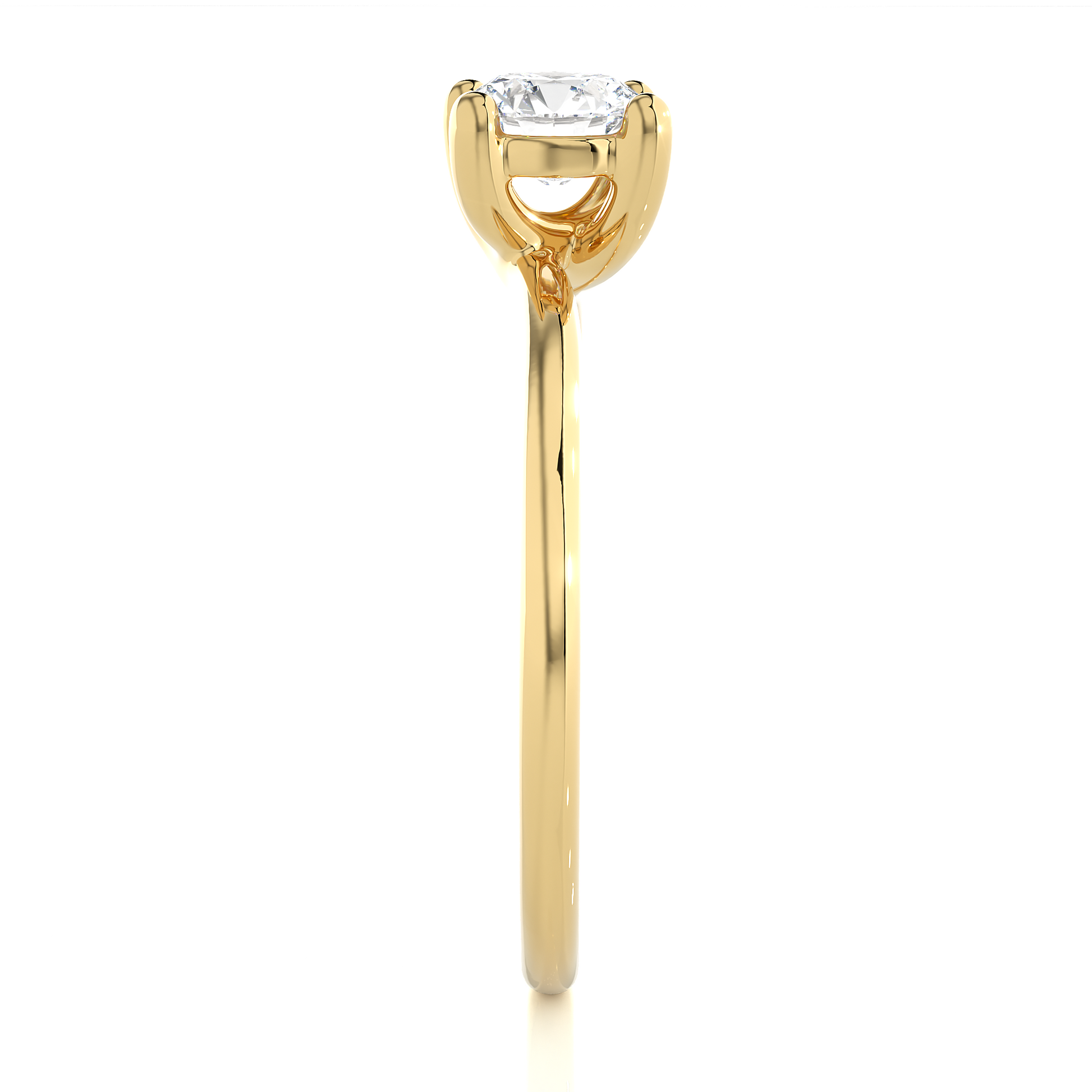 Classic Round Diamond Ring – Plain Band with Solitaire Diamond in the Center