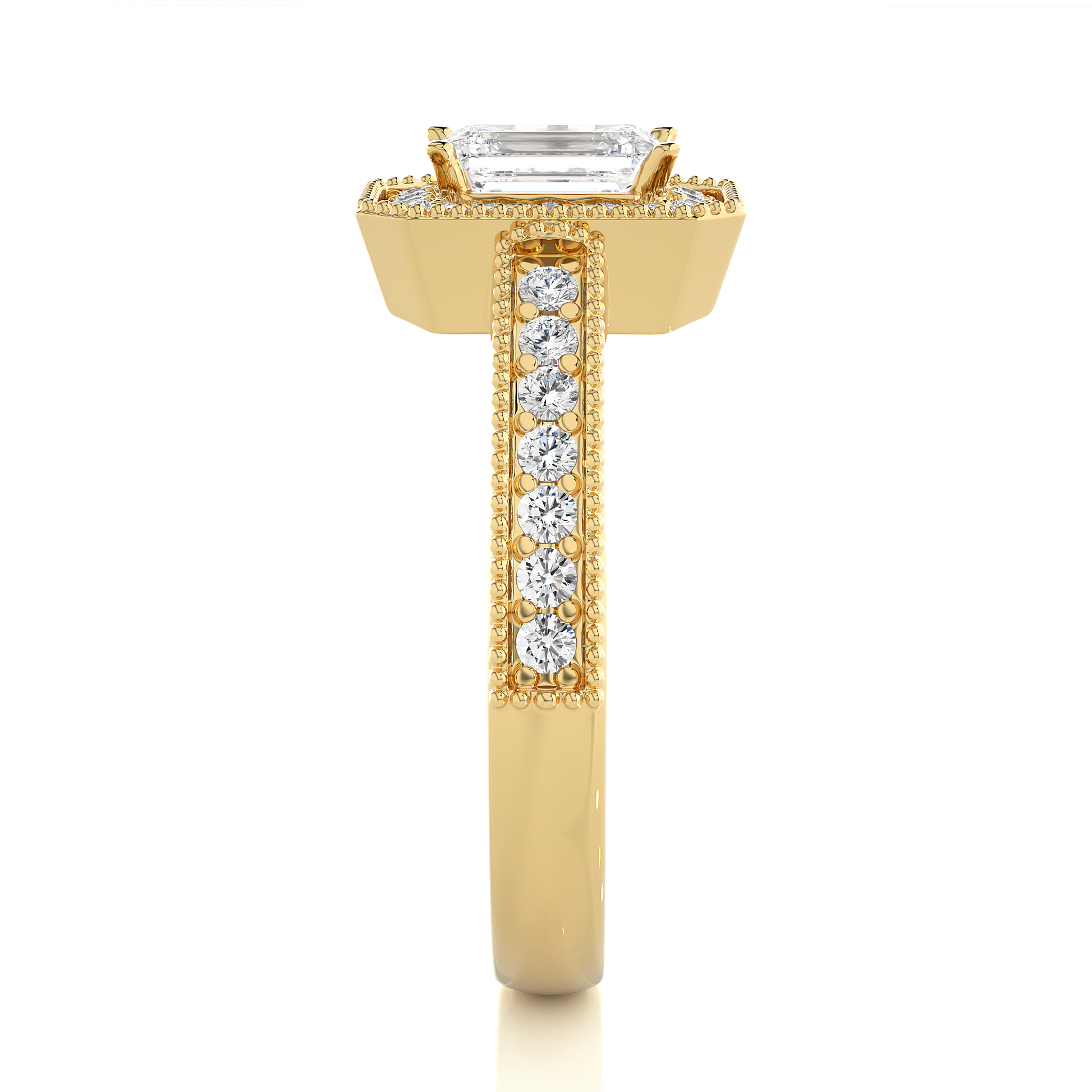 0.30+0.8Ct Round + Emerald Diamond Ring