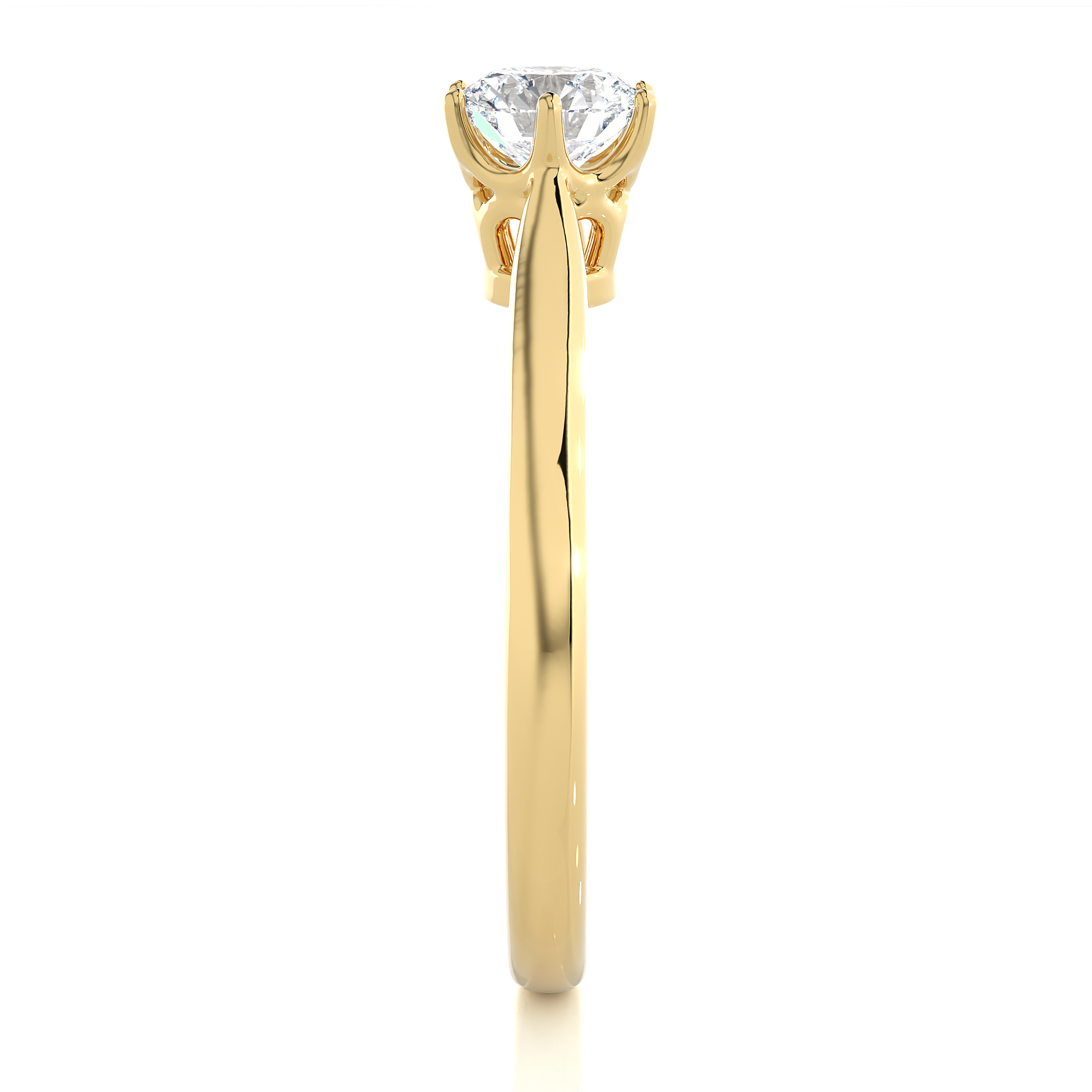 Elegant Round Diamond Ring – Hexagon-Inspired Design with Plain Gold Band